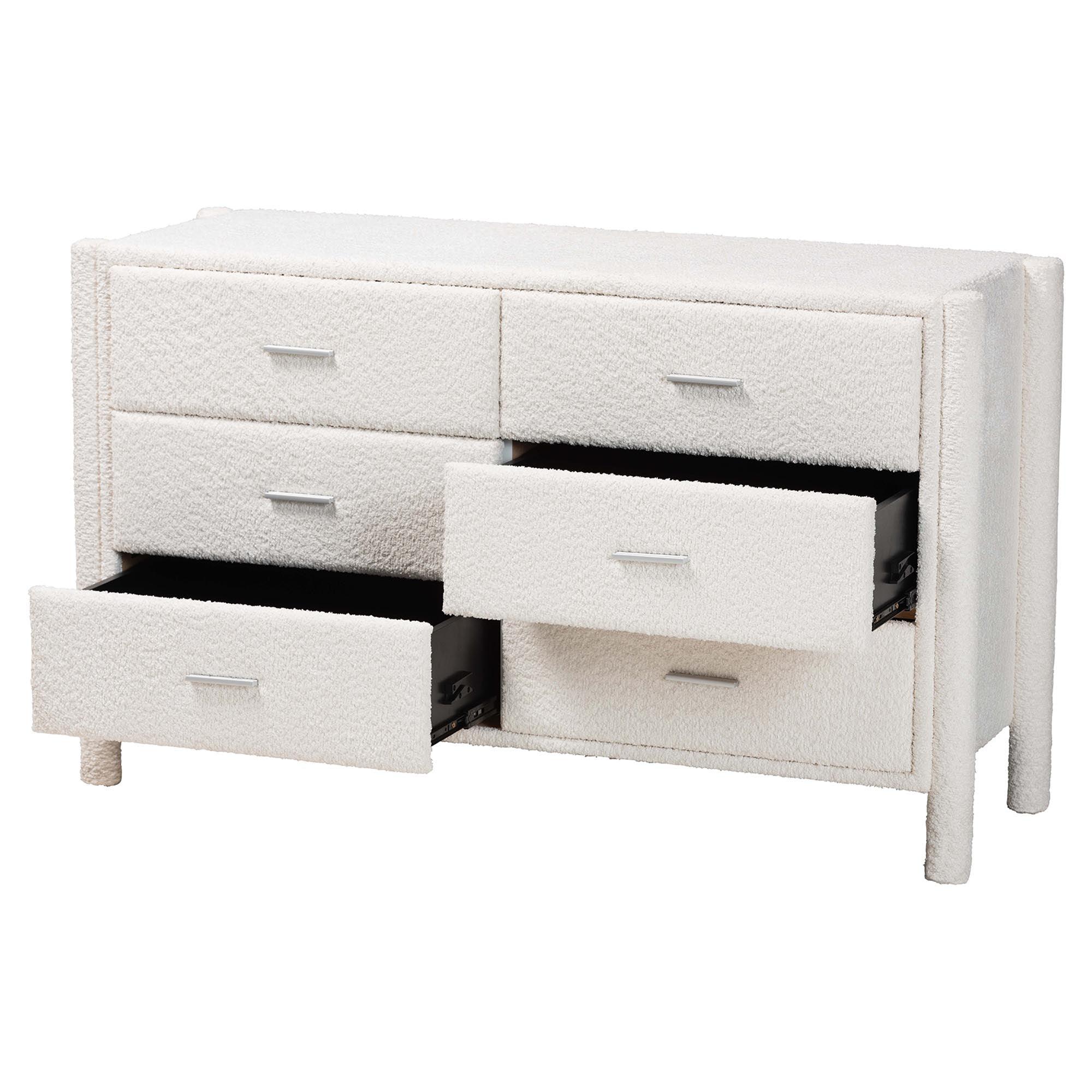 Laria Modern Teddy-Bear Fabric 6-Drawer Dresser