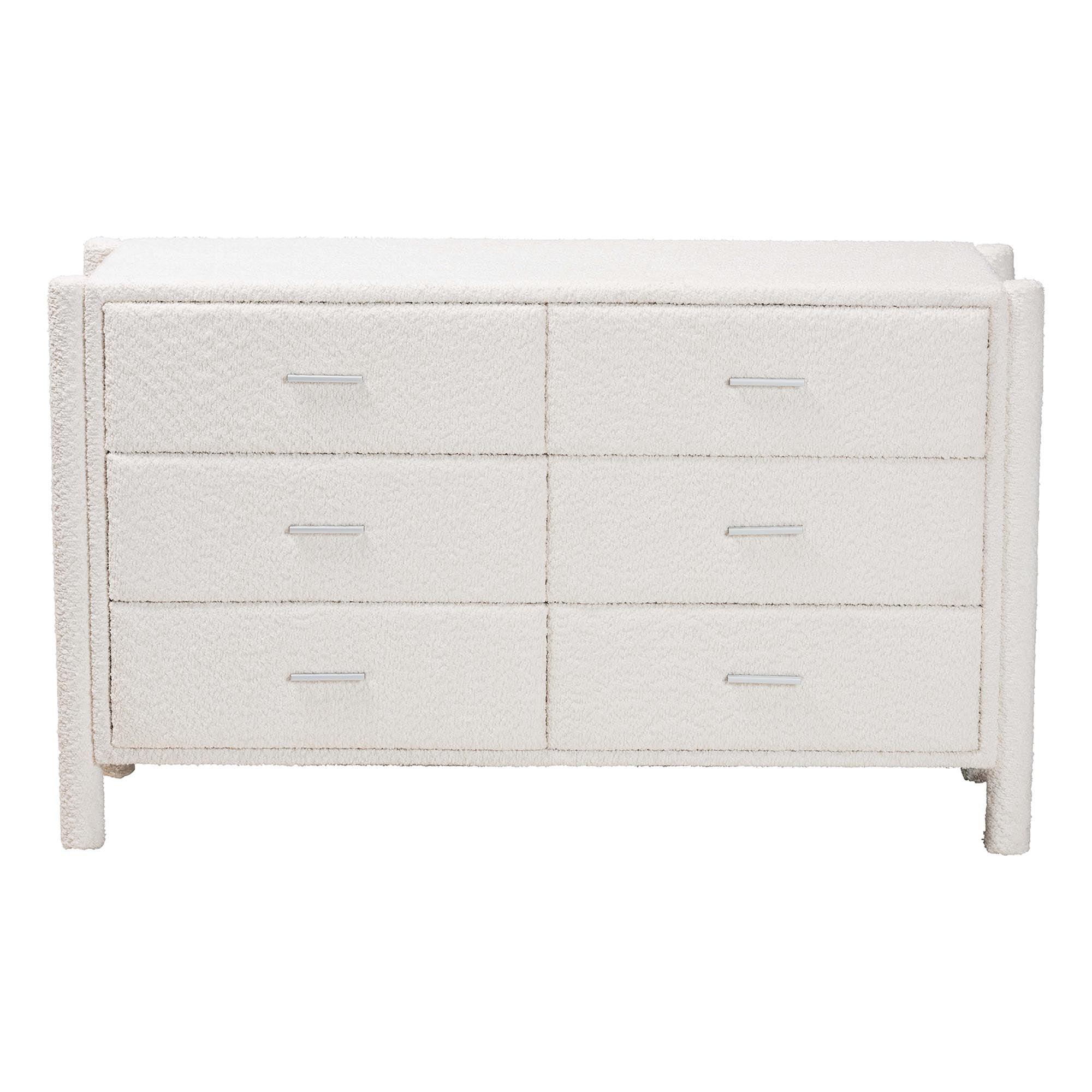 Laria Modern Teddy-Bear Fabric 6-Drawer Dresser