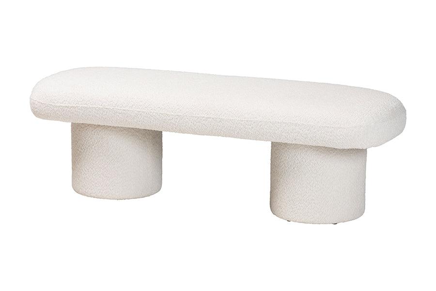 Laria Modern Teddy-Bear Fabric Accent Bench