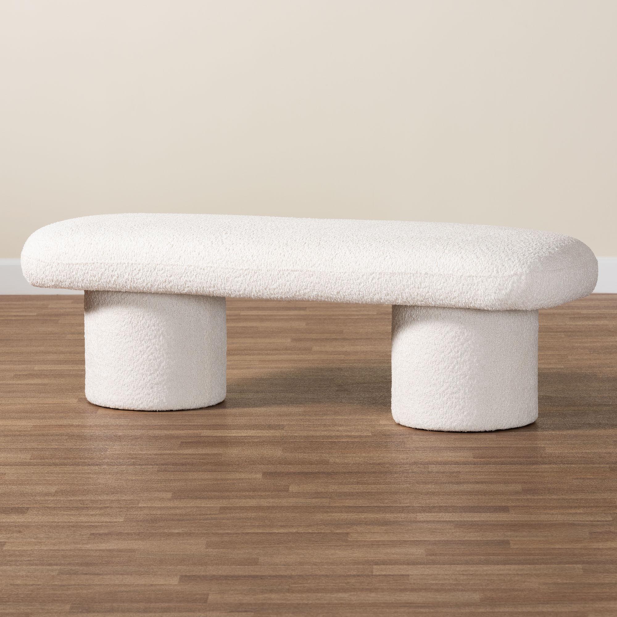 Laria Modern Teddy-Bear Fabric Accent Bench