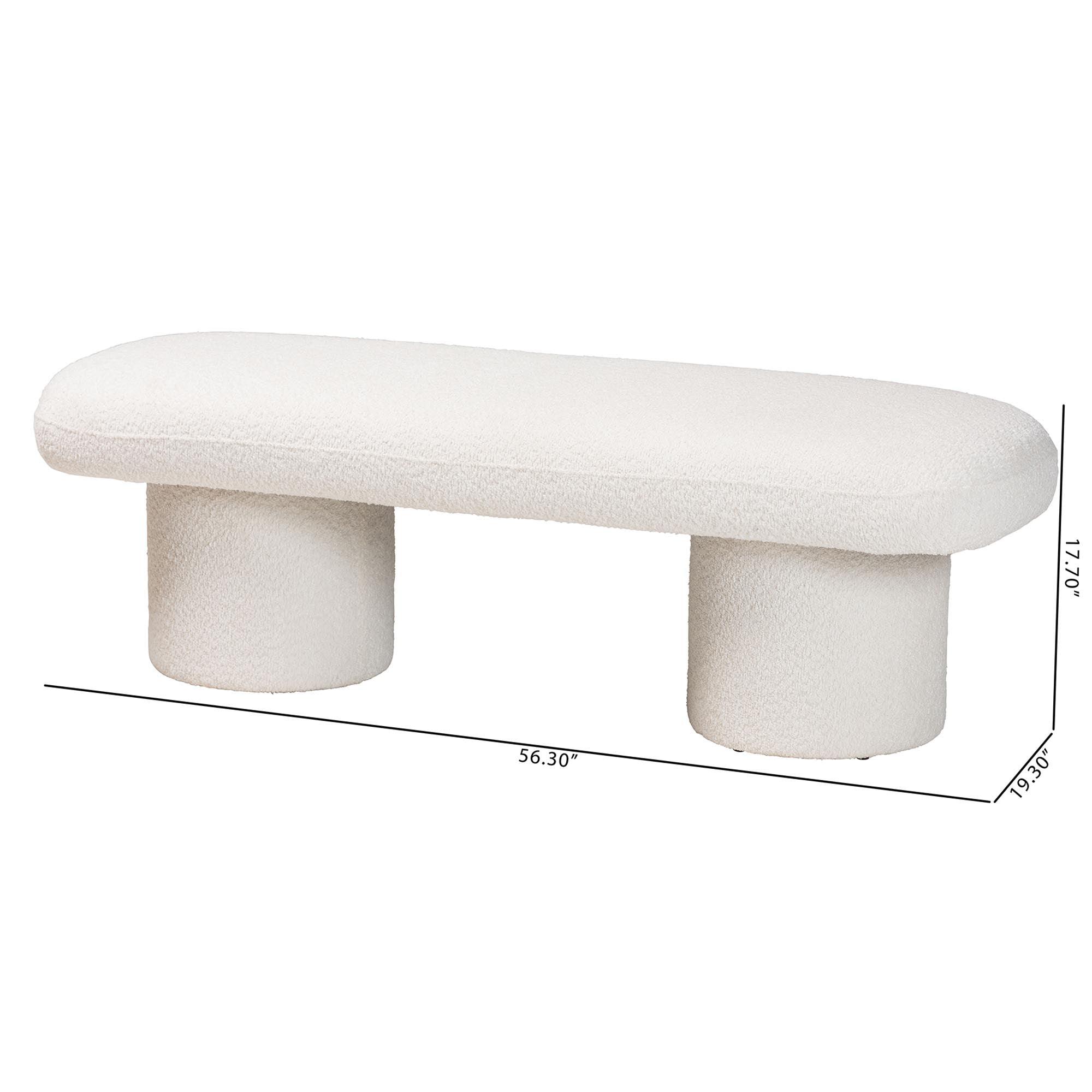 Laria Modern Teddy-Bear Fabric Accent Bench