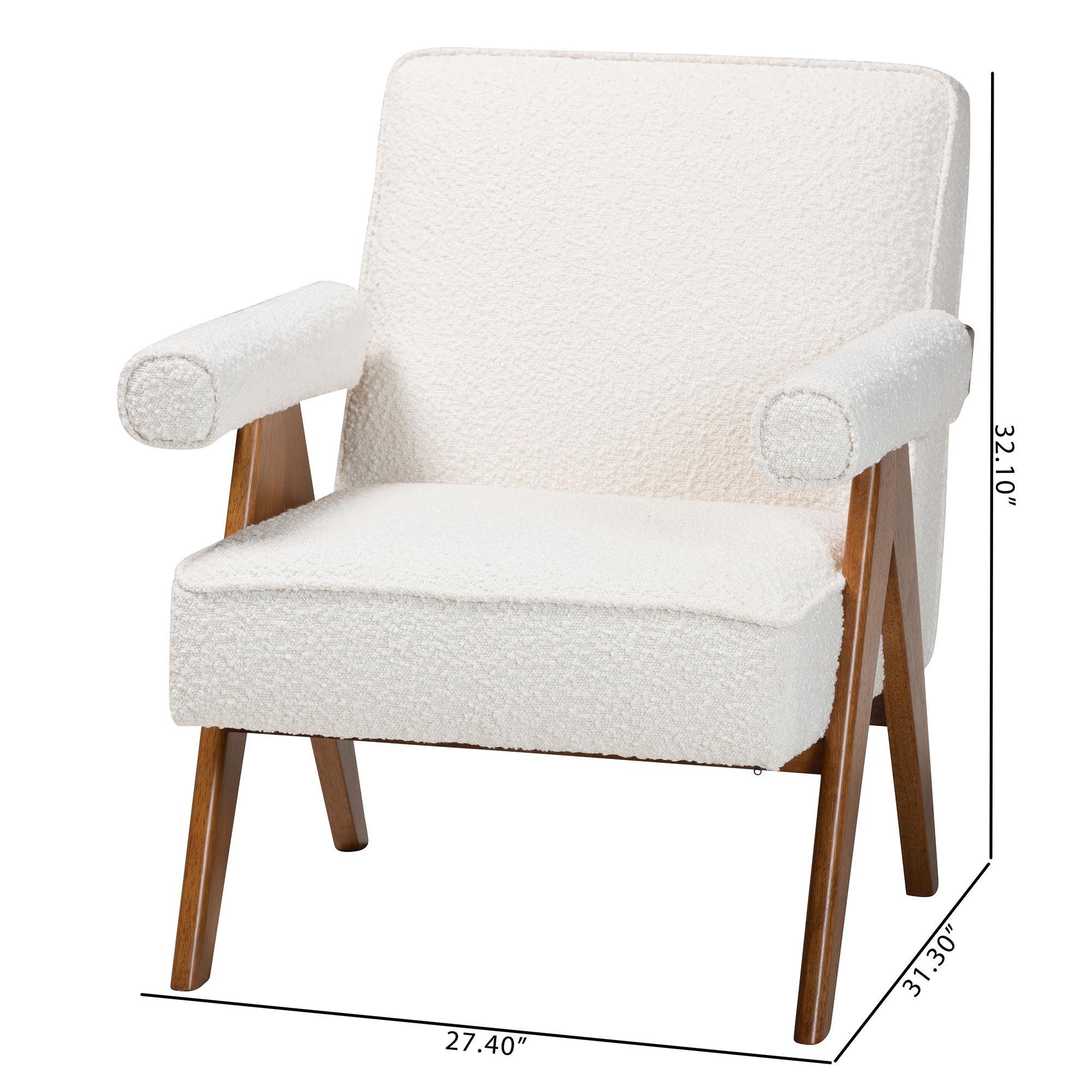 Georgina Japandi Cream Boucle and Wood Accent Chair