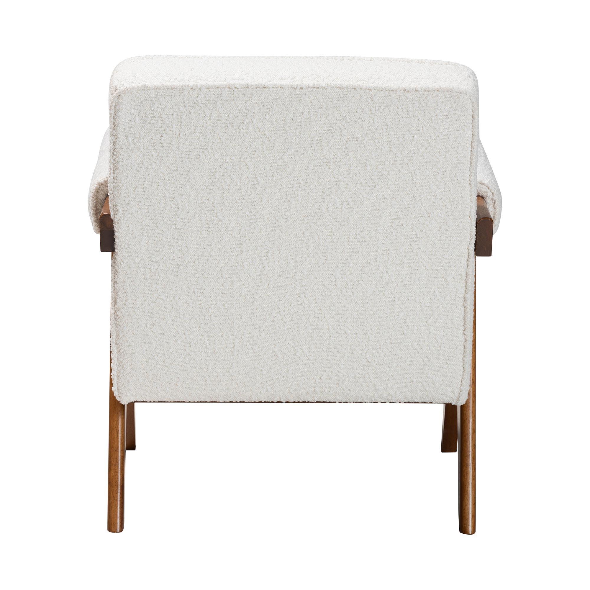 Georgina Japandi Cream Boucle and Wood Accent Chair