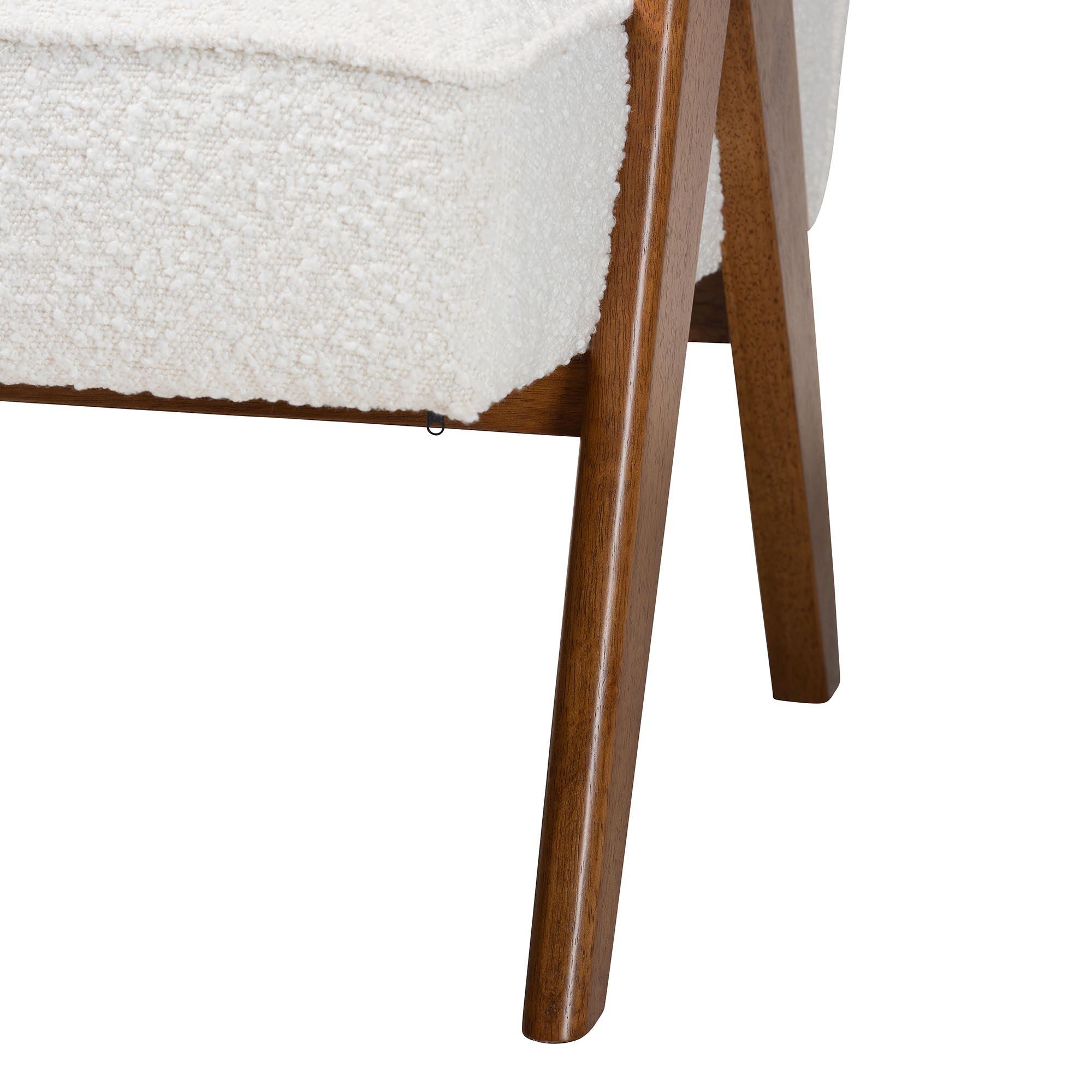 Georgina Japandi Cream Boucle and Wood Accent Chair