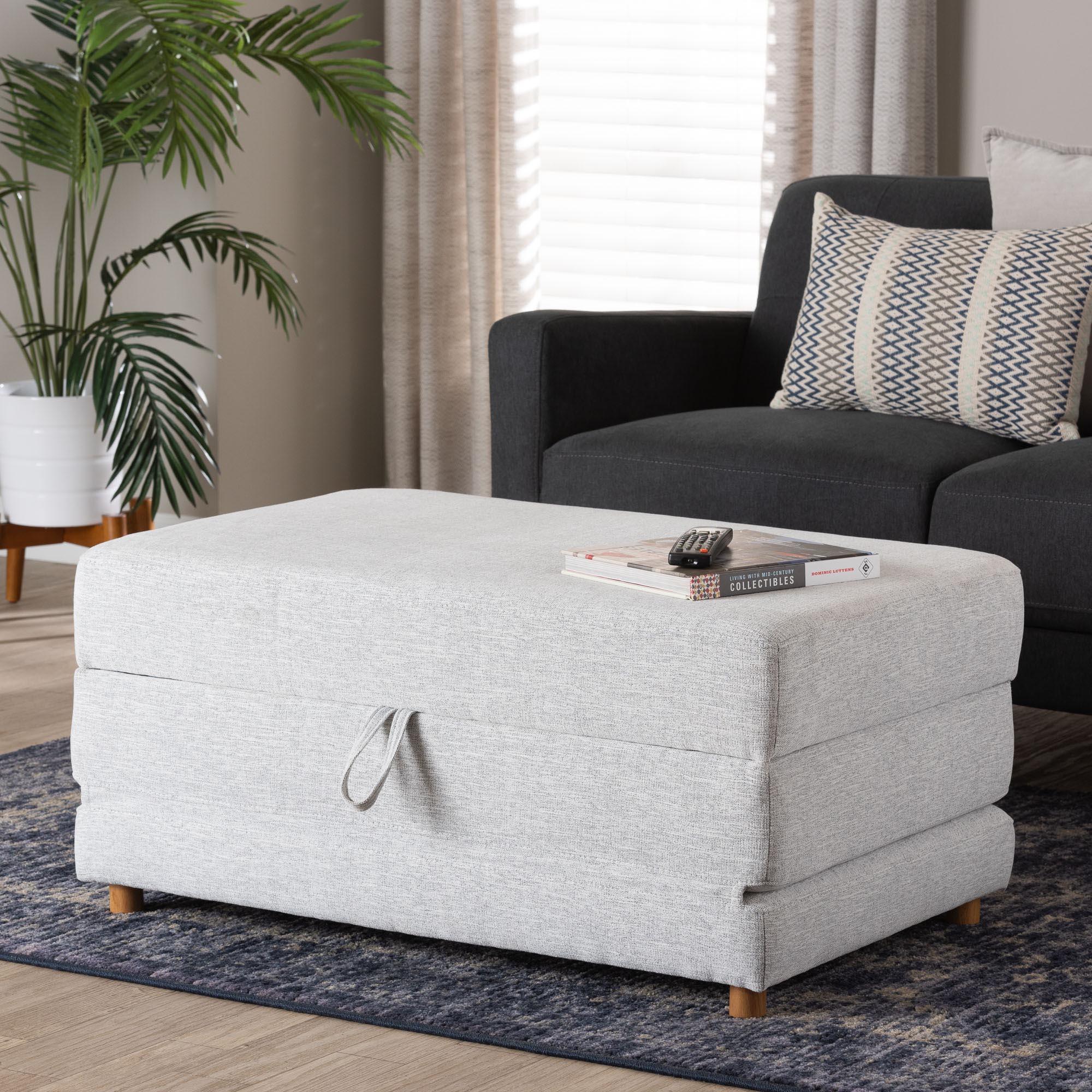 Sabriel Modern Light Fabric Convertible Sleeper Ottoman