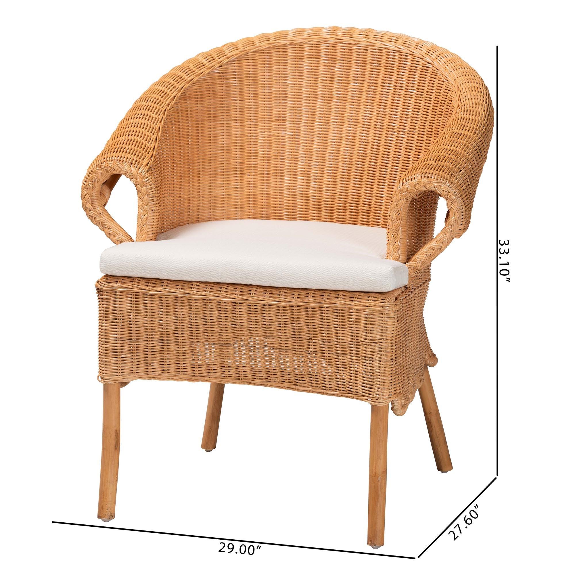 bali & pari Tamara Bohemian Braided Honey Rattan Dining Chair