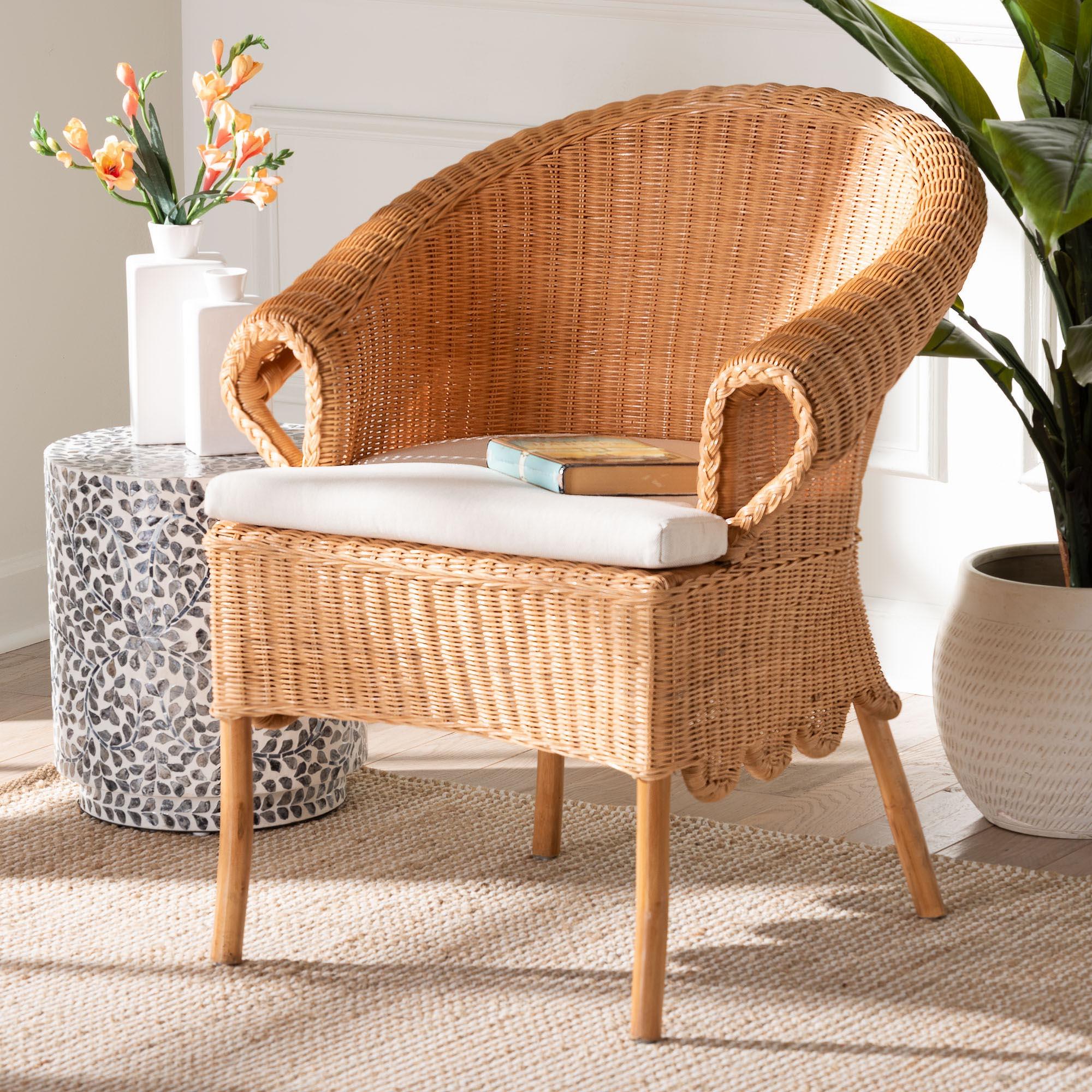 bali & pari Tamara Bohemian Braided Honey Rattan Dining Chair