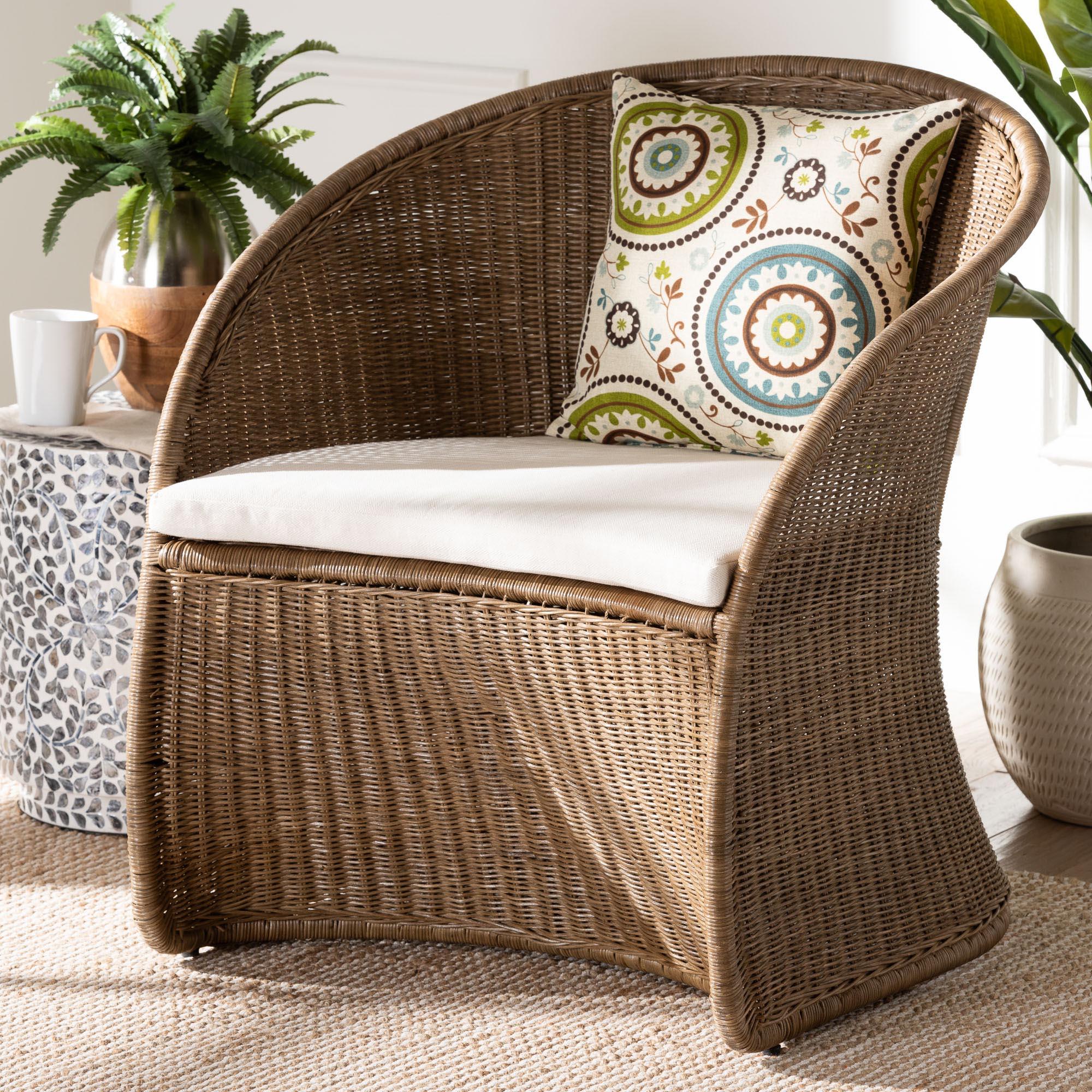 bali & pari Kintamani Bohemian washed Rattan Accent Chair