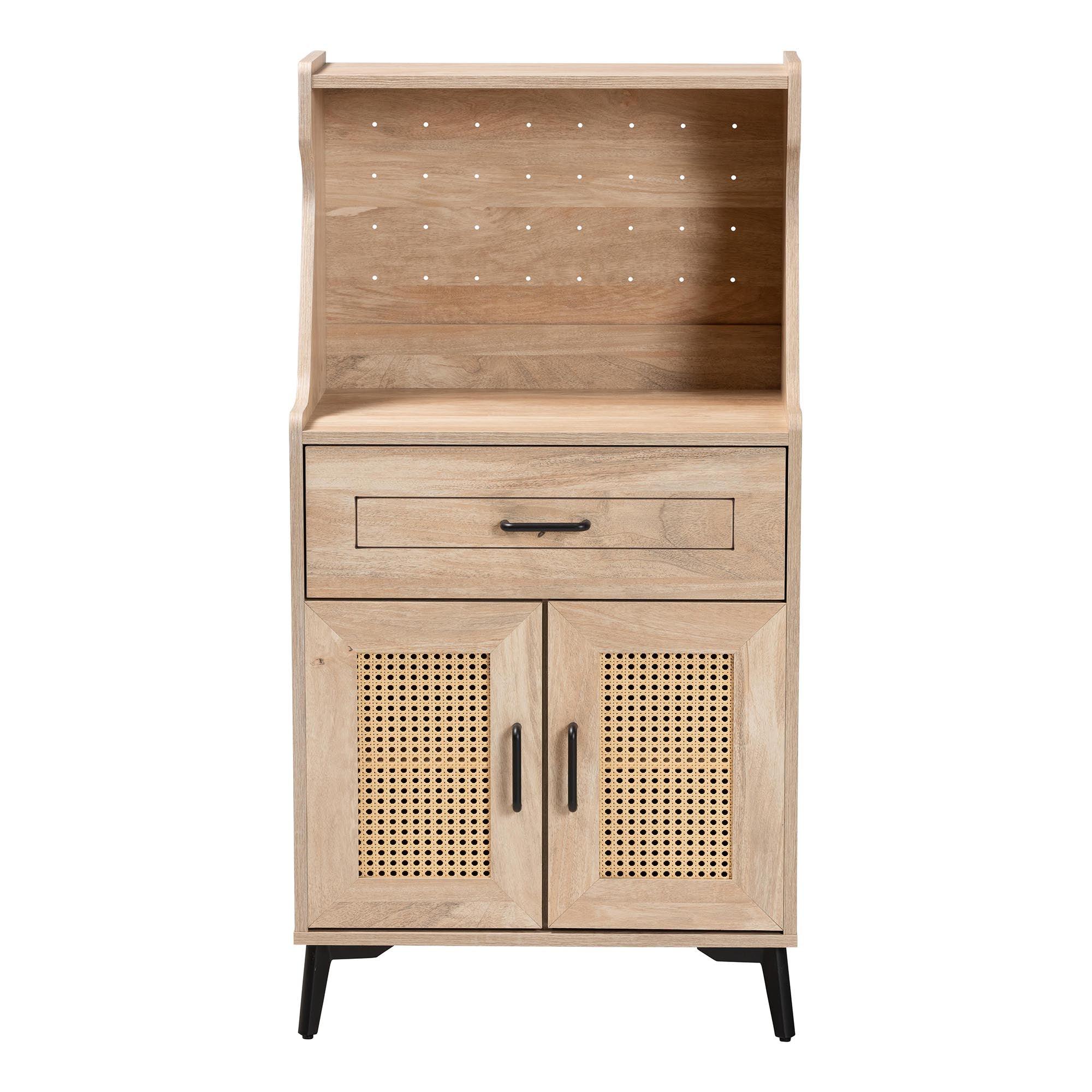 Pavone Mid-Century Modern Wood Kitchen Cabinet