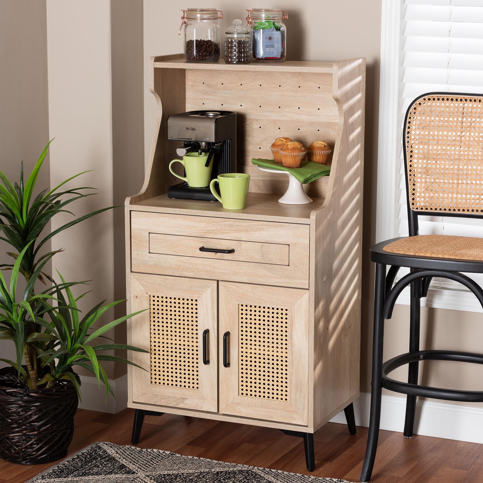 Pavone Mid-Century Modern Wood Kitchen Cabinet