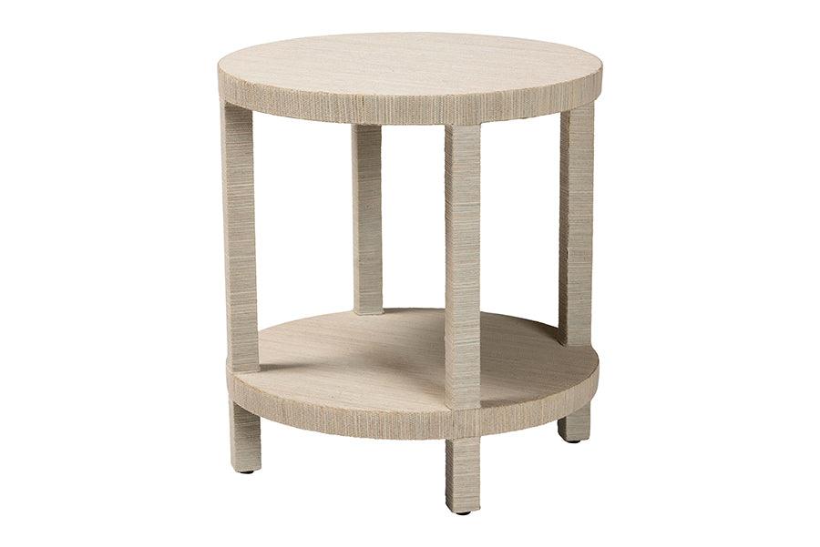 bali & pari Rocco Bohemian Woven Grasscloth End Table