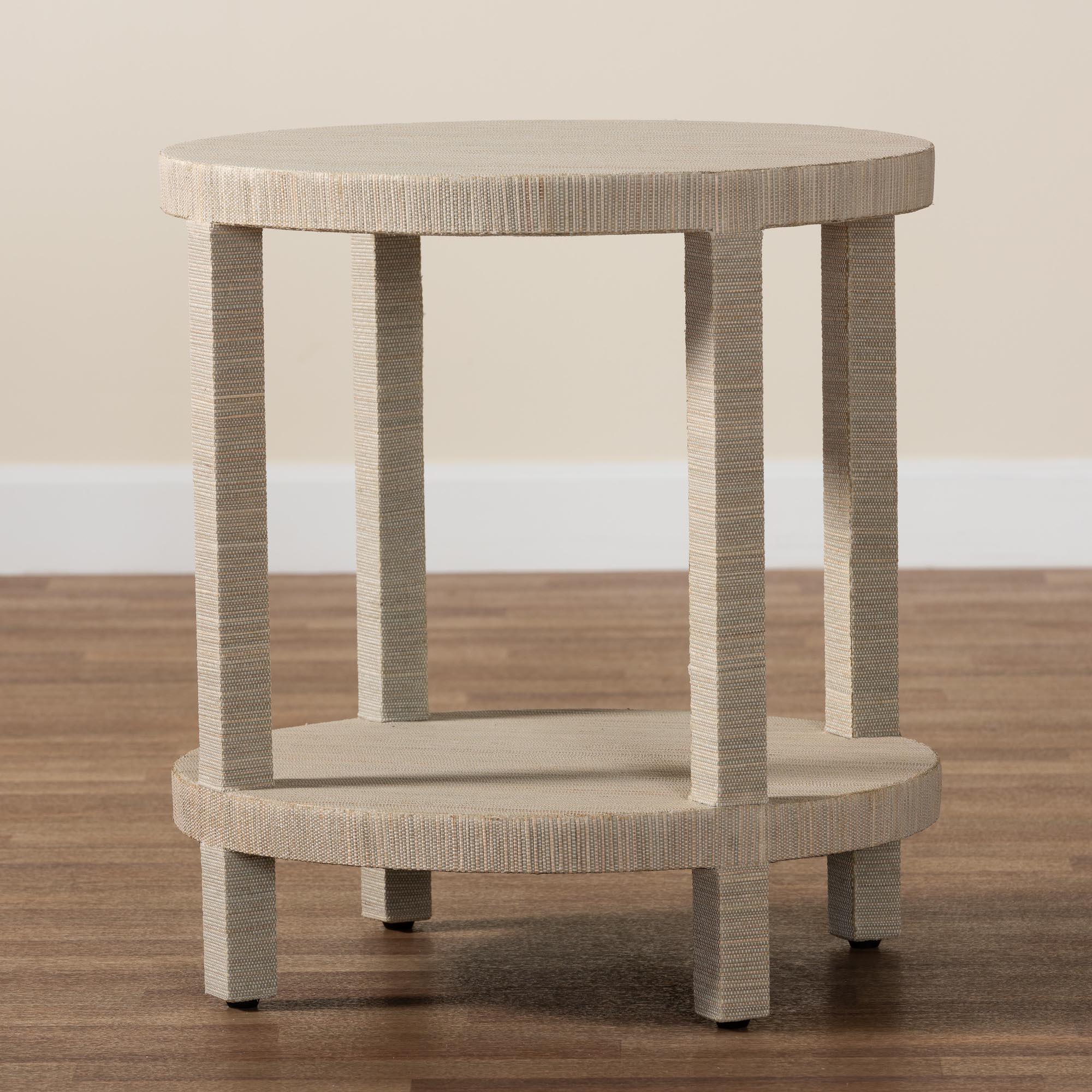 bali & pari Rocco Bohemian Woven Grasscloth End Table