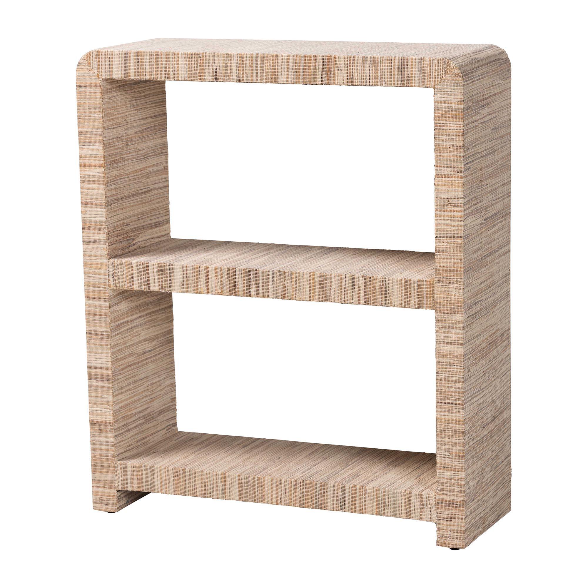 bali & pari Lucy Bohemian Woven Grasscloth Bookshelf