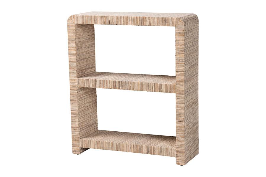 bali & pari Lucy Bohemian Woven Grasscloth Bookshelf