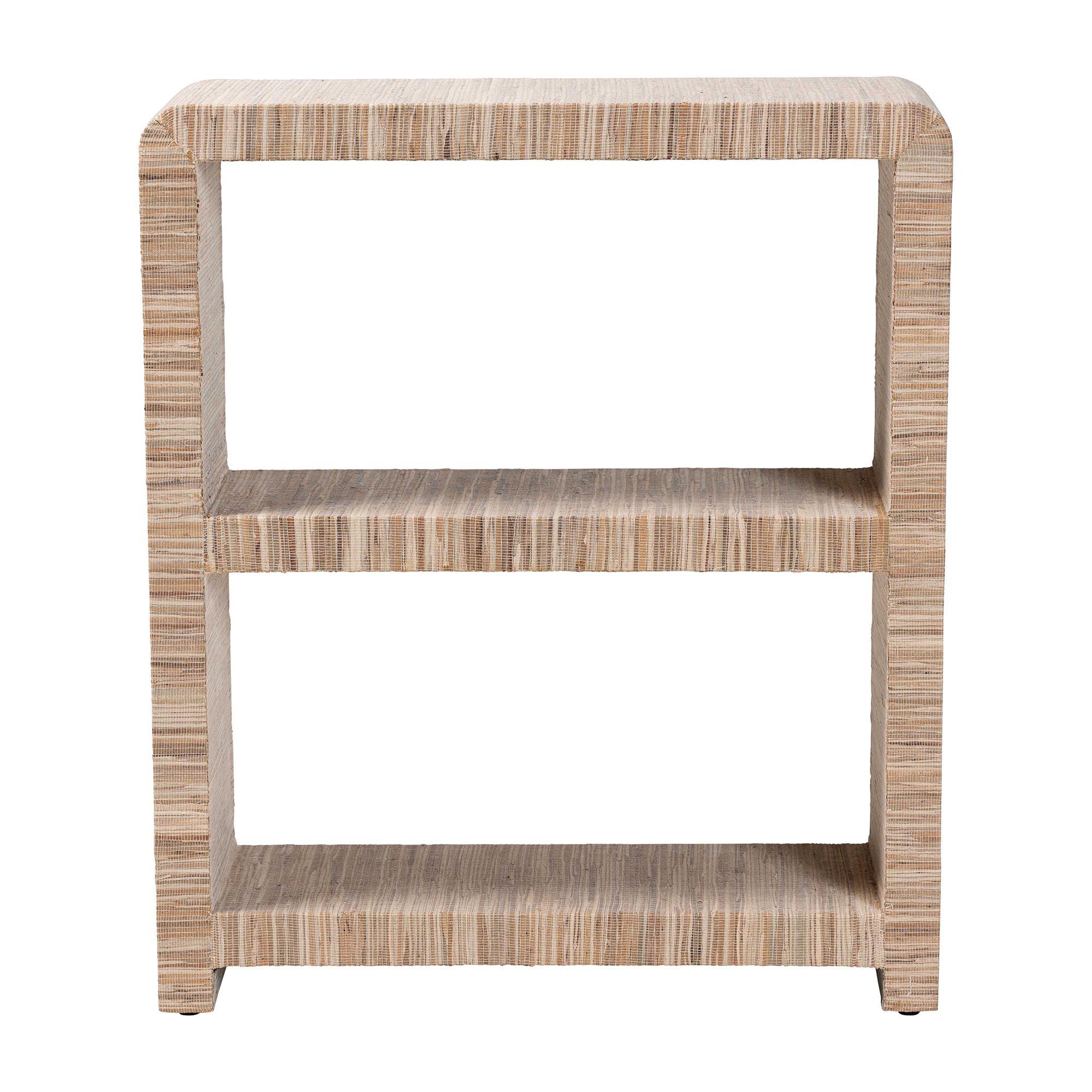 bali & pari Lucy Bohemian Woven Grasscloth Bookshelf