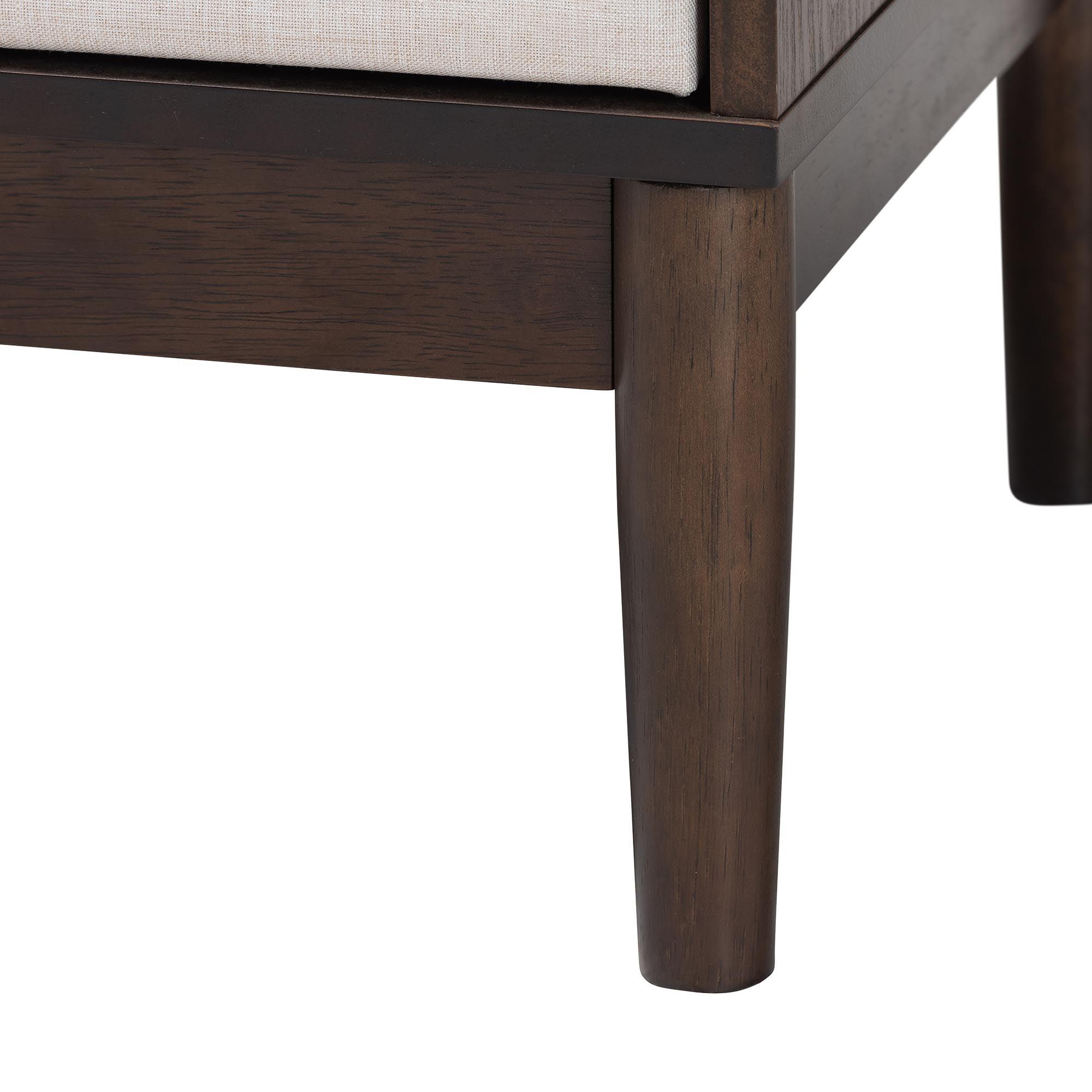 Nikolai Mid-Century Fabric and Wood 2-Drawer Nightstand