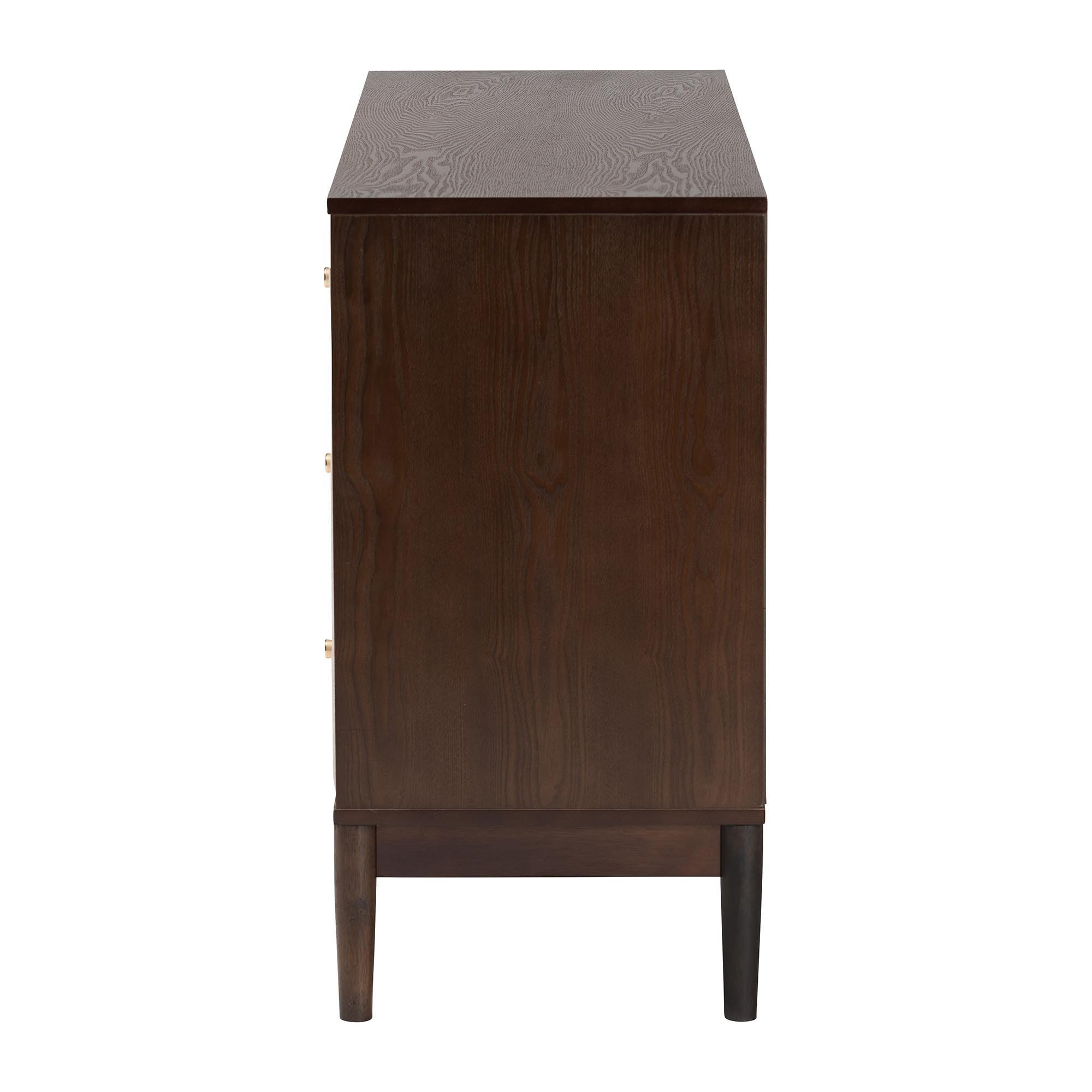 Nikolai Mid-Century Fabric and Wood 6-Drawer Dresser