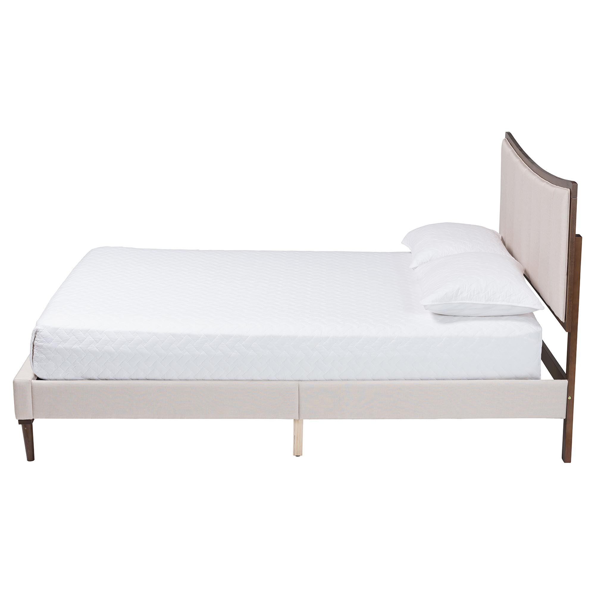 Nikolai Mid-Century Channel Tufted Fabric and Wood Bed