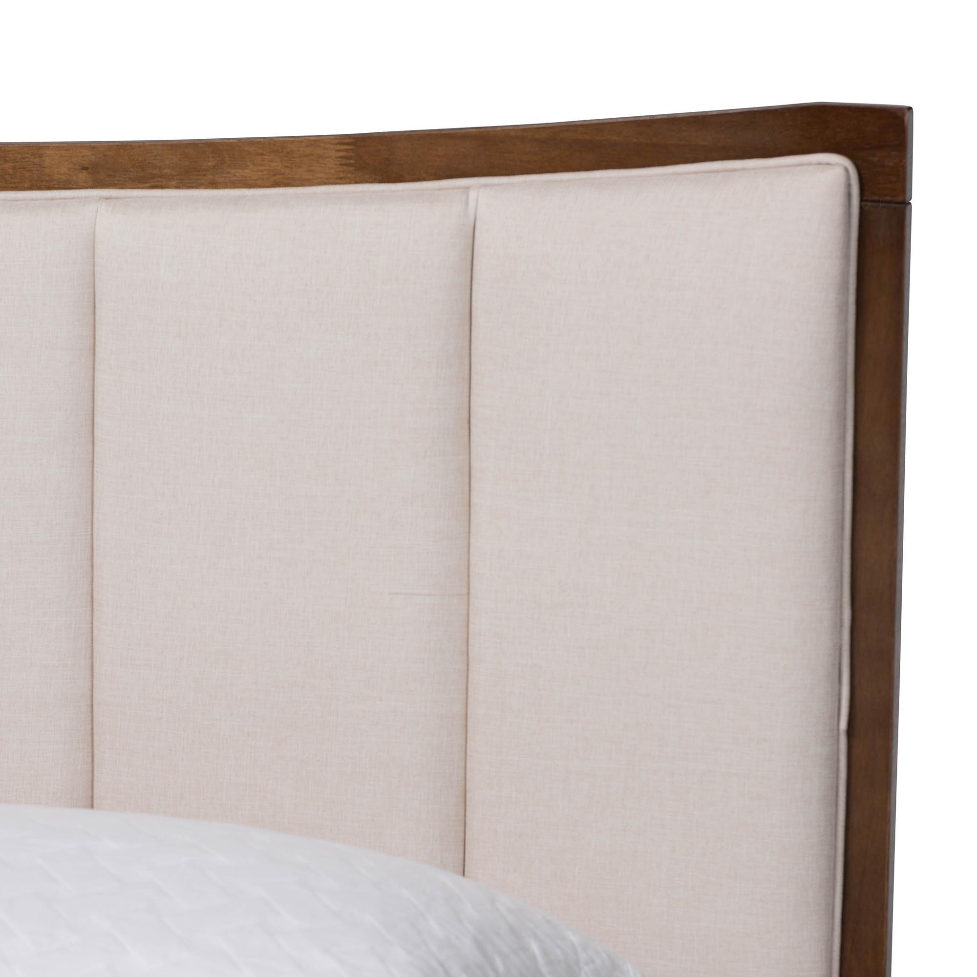 Nikolai Mid-Century Channel Tufted Fabric and Wood Bed