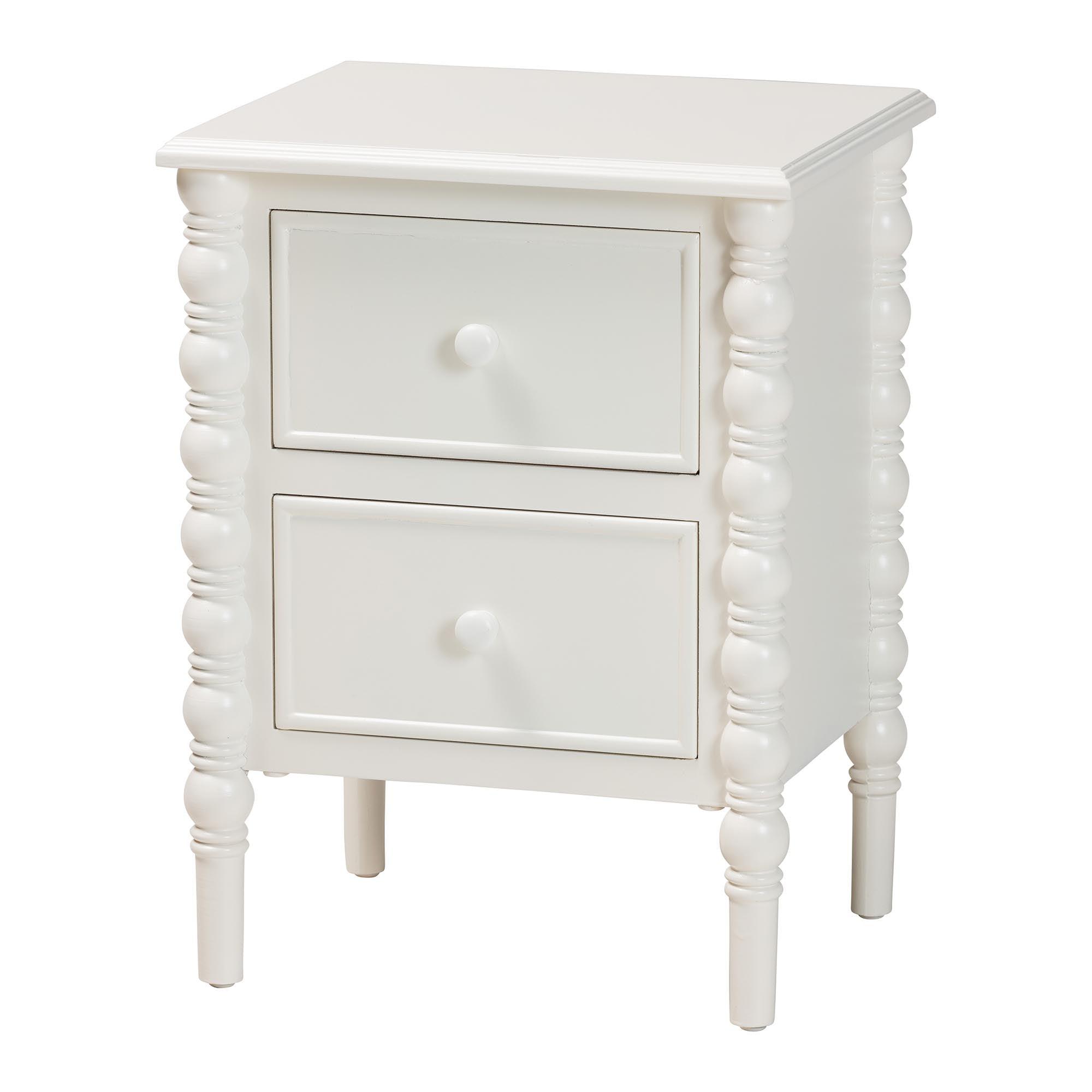 Malinda Classic Wood 2-Drawer End Table with Spindle Legs