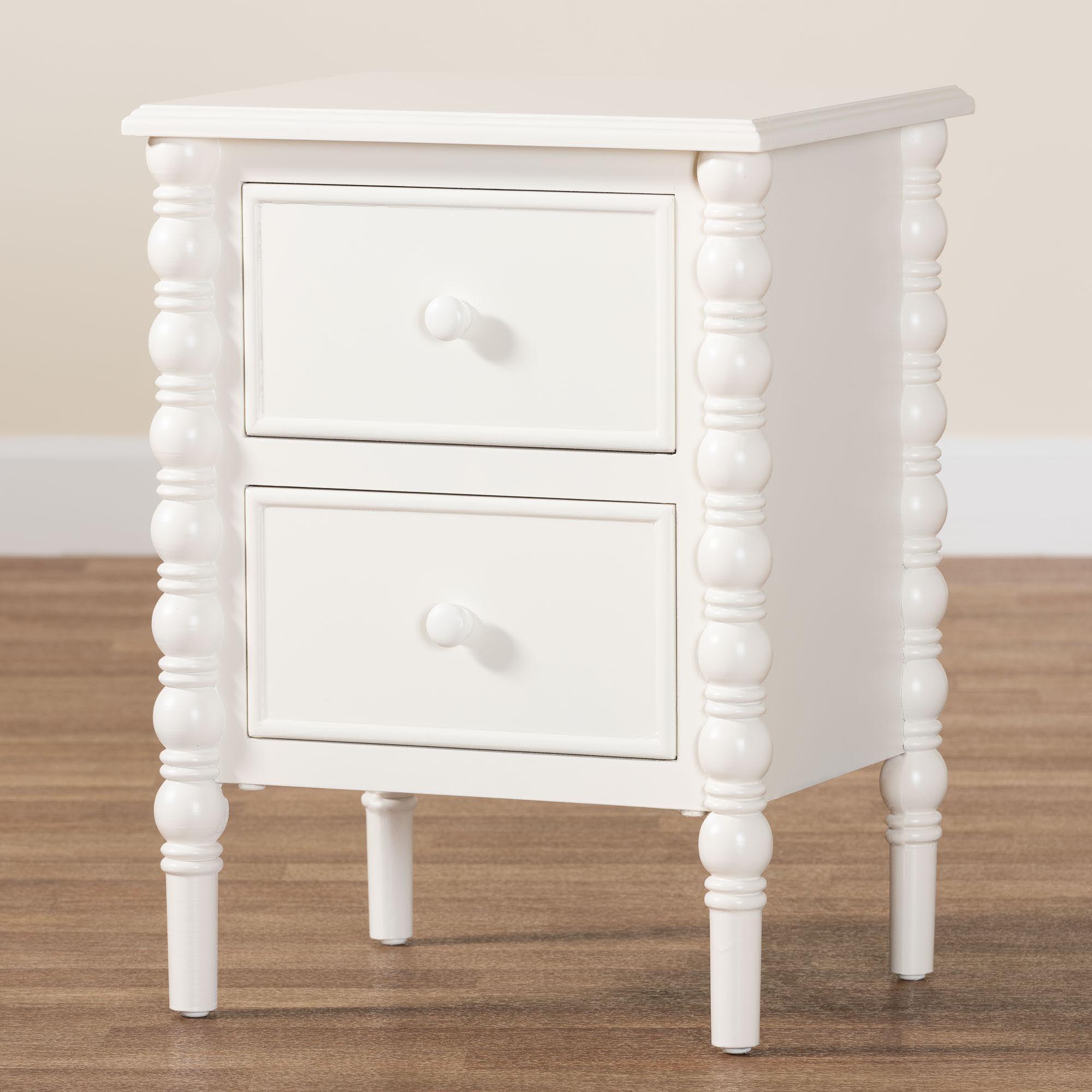 Malinda Classic Wood 2-Drawer End Table with Spindle Legs