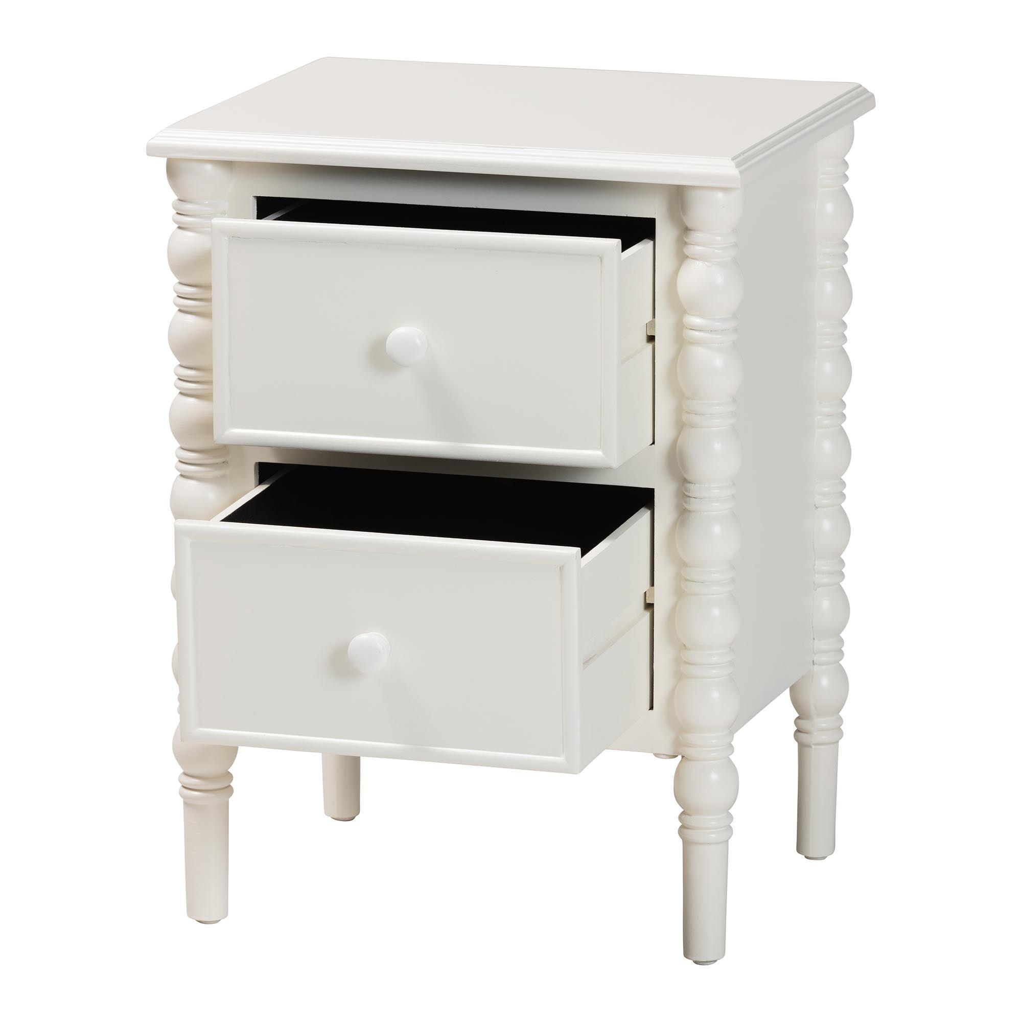 Malinda Classic Wood 2-Drawer End Table with Spindle Legs