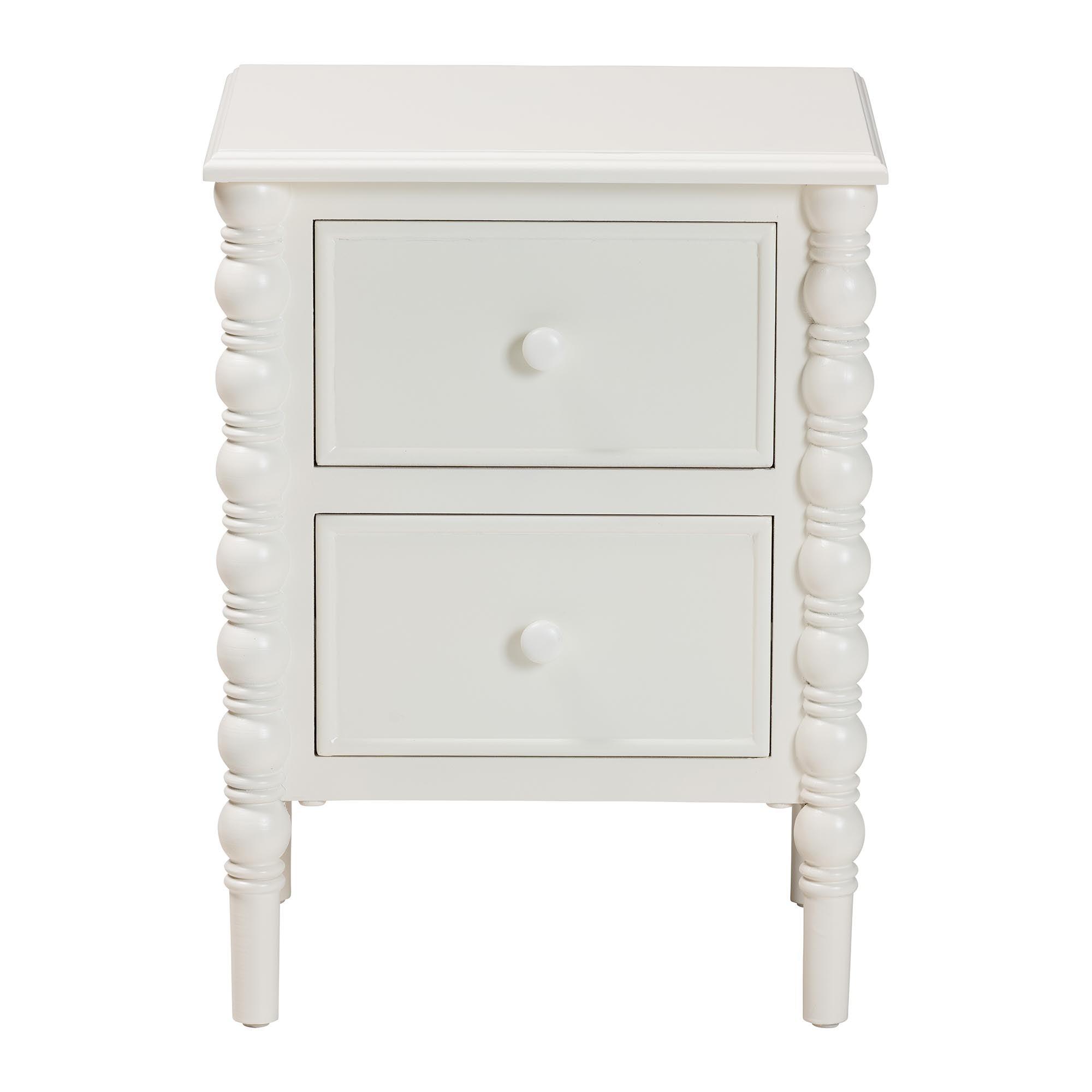 Malinda Classic Wood 2-Drawer End Table with Spindle Legs