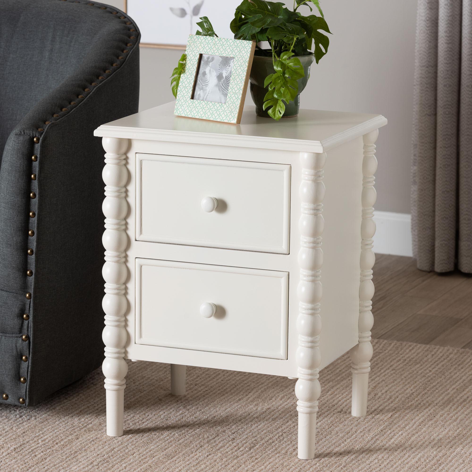 Malinda Classic Wood 2-Drawer End Table with Spindle Legs