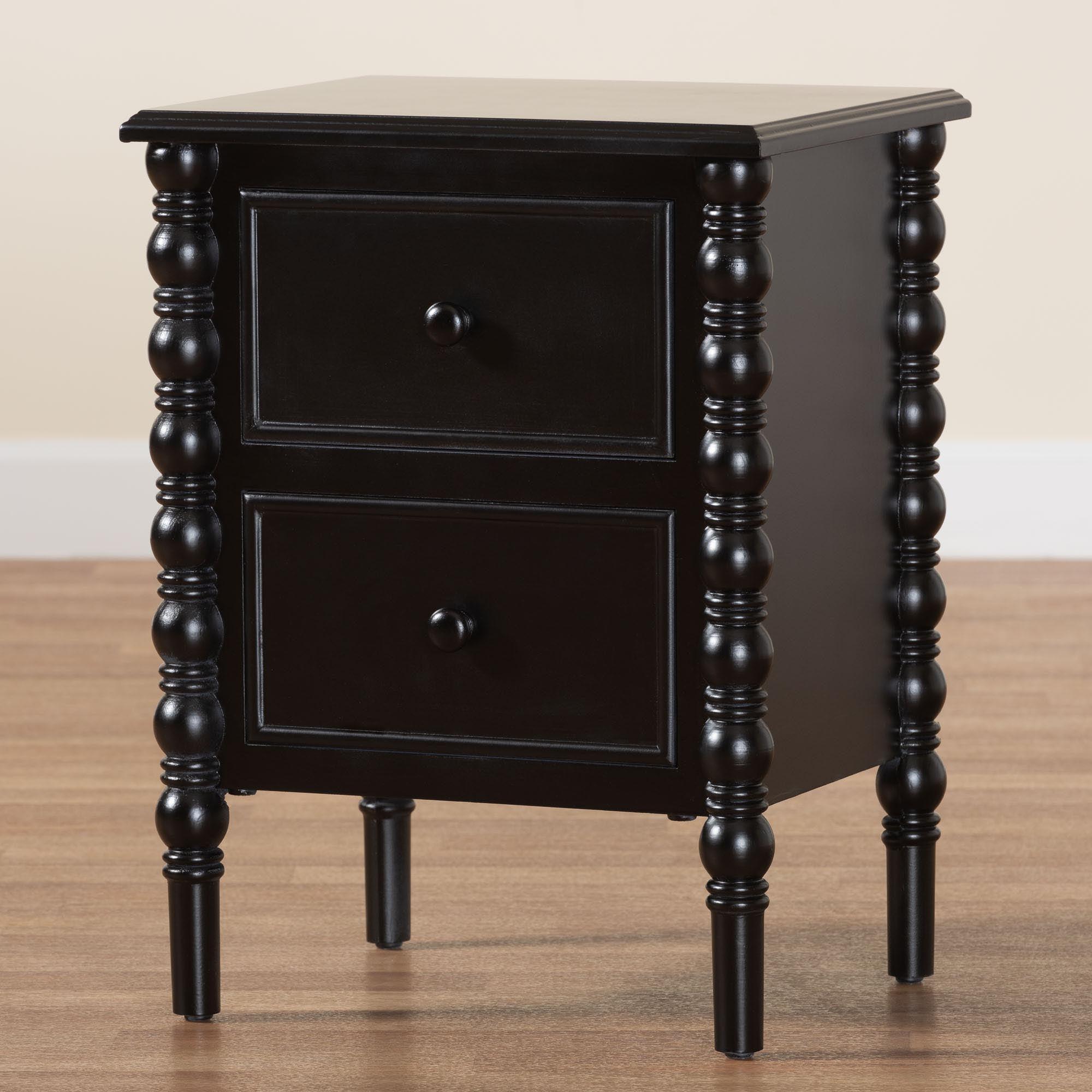 Malinda Classic Wood 2-Drawer End Table with Spindle Legs