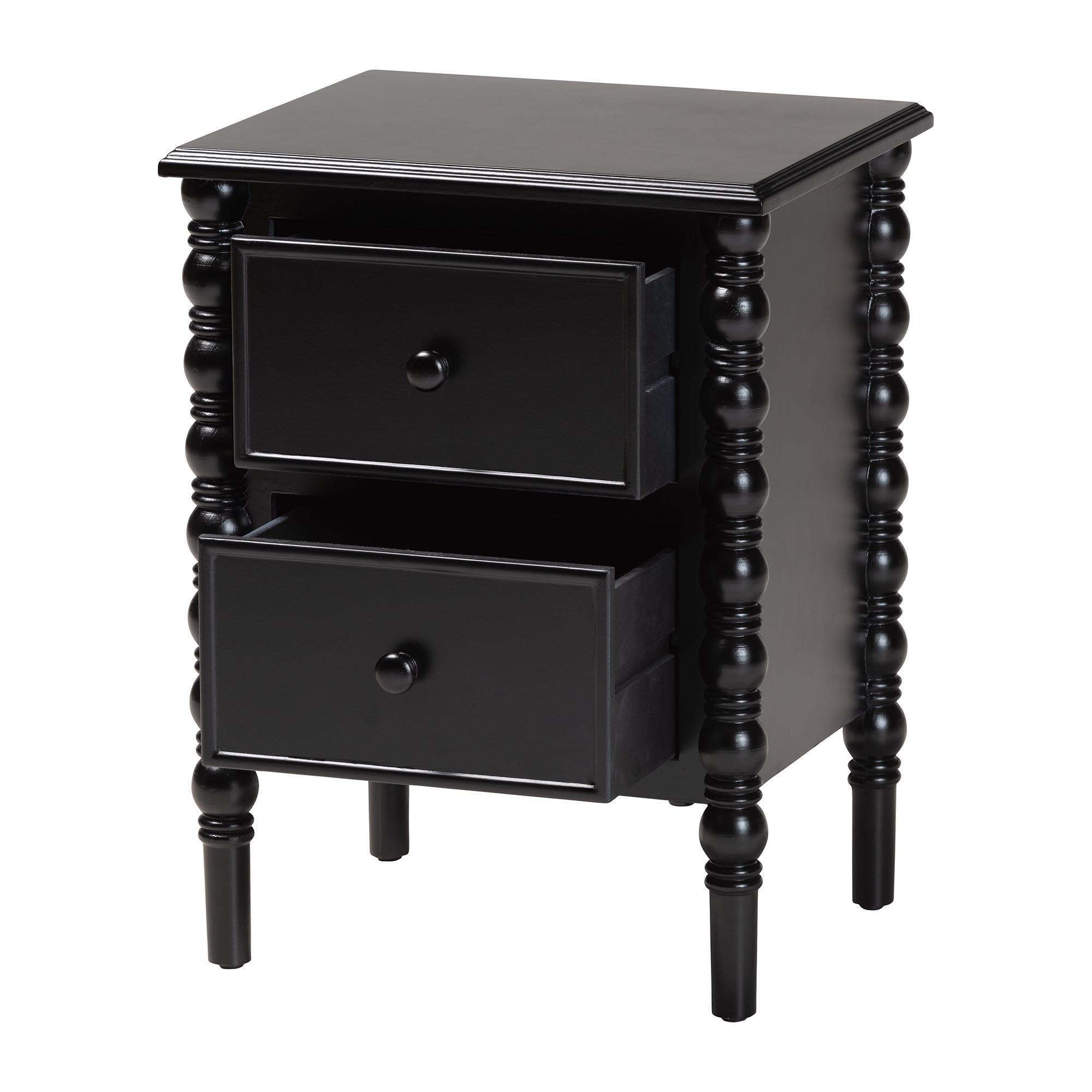 Malinda Classic Wood 2-Drawer End Table with Spindle Legs