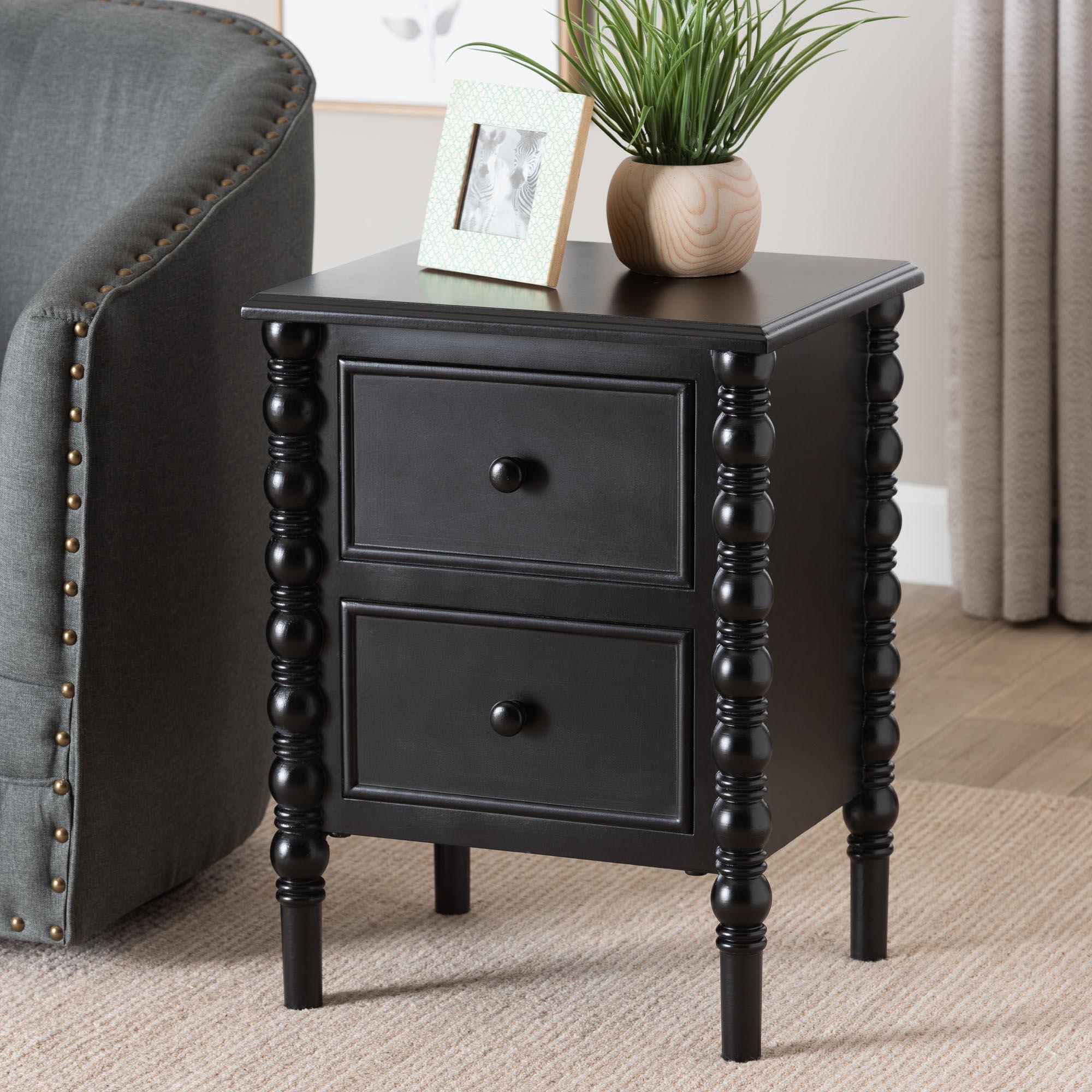 Malinda Classic Wood 2-Drawer End Table with Spindle Legs