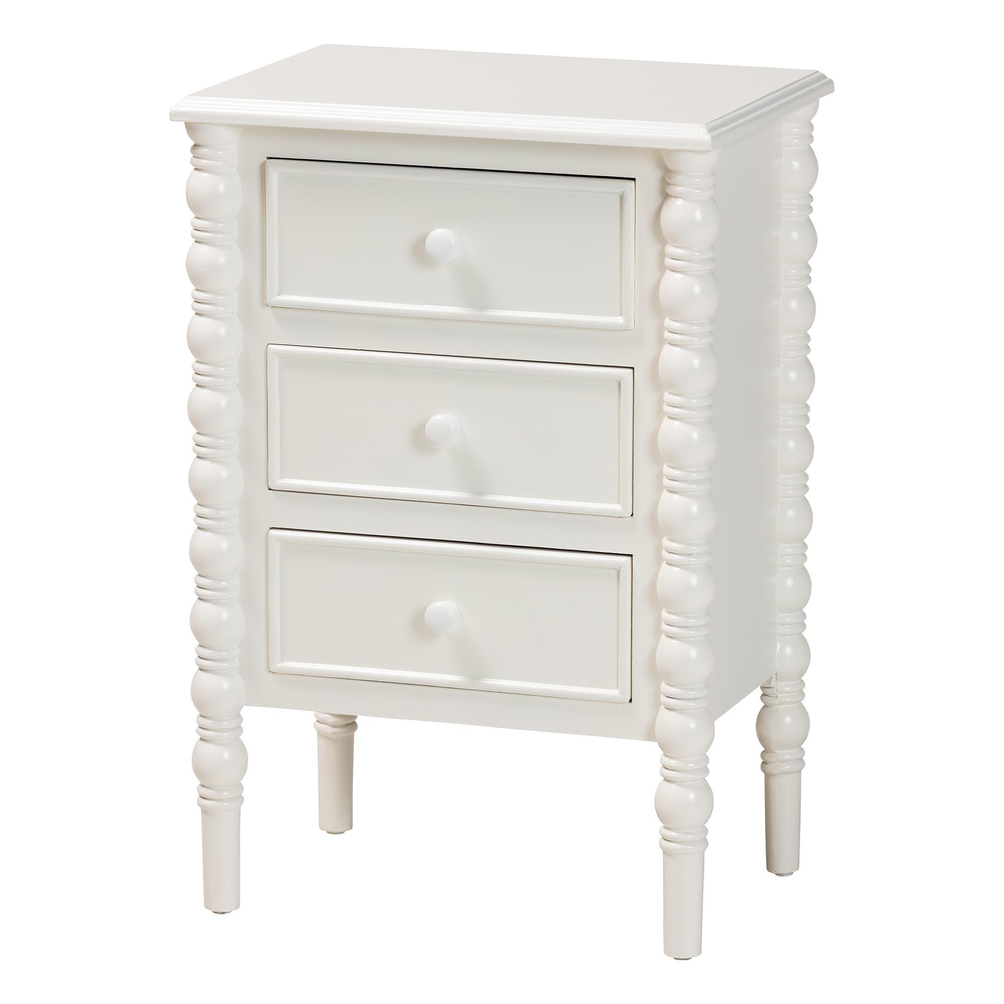 Malinda Classic Wood 3-Drawer End Table with Spindle Legs