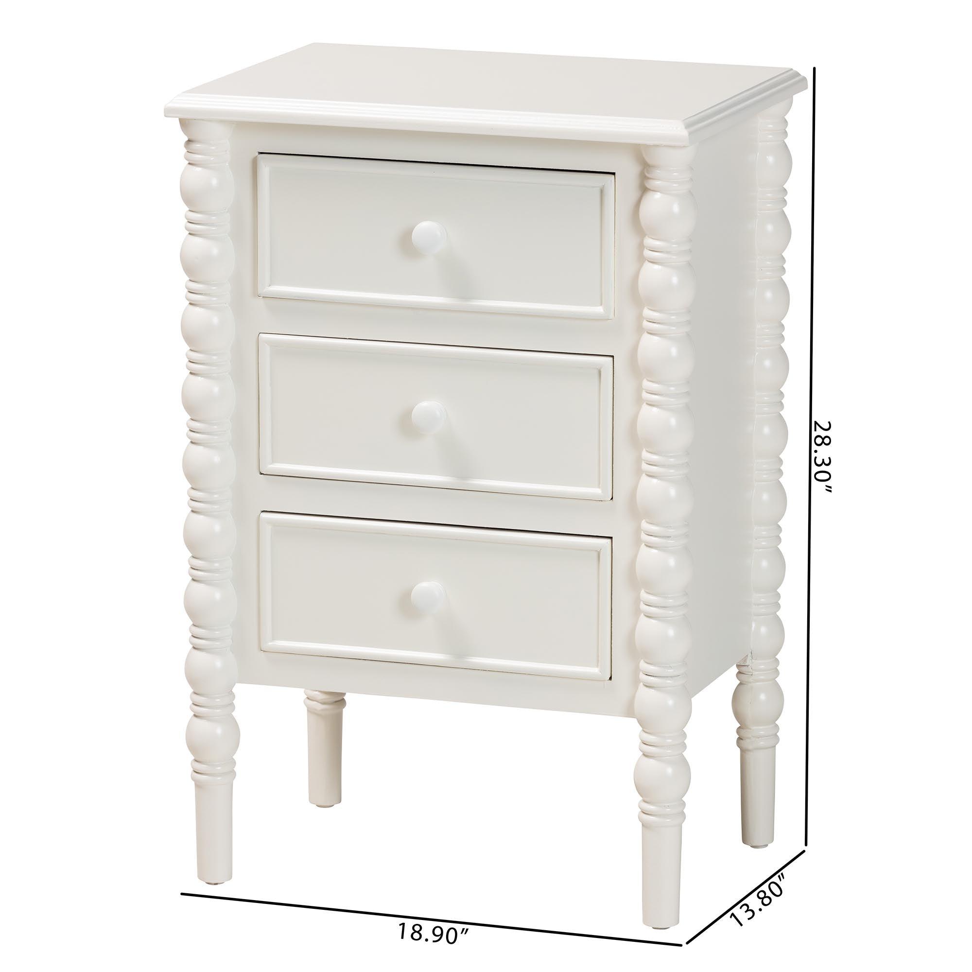 Malinda Classic Wood 3-Drawer End Table with Spindle Legs