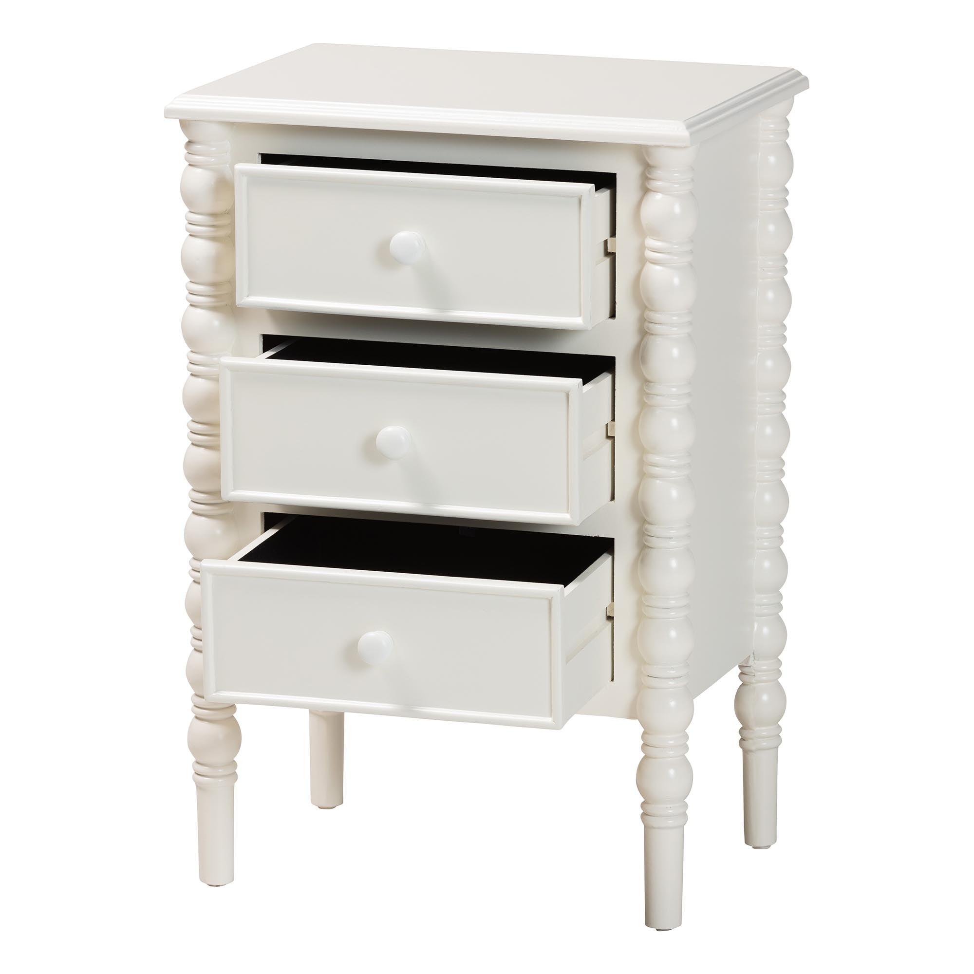 Malinda Classic Wood 3-Drawer End Table with Spindle Legs