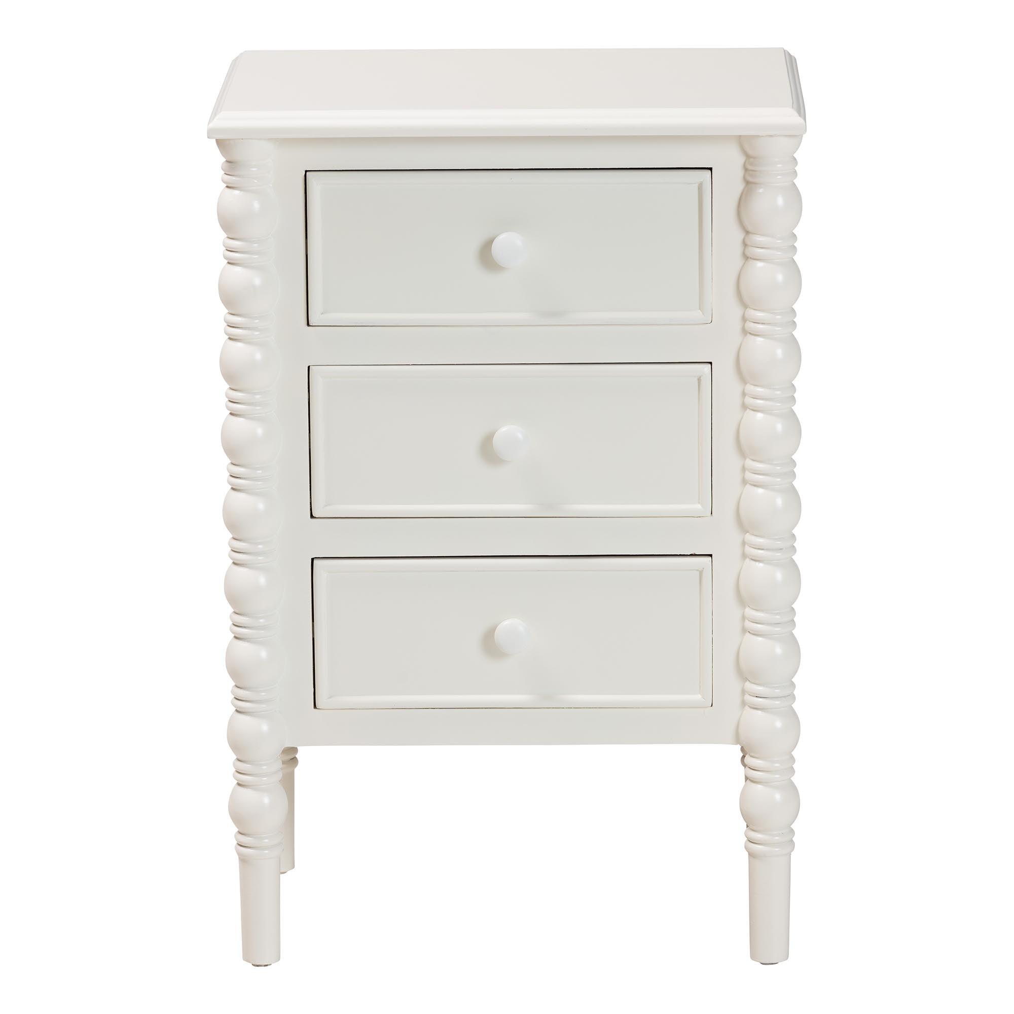 Malinda Classic Wood 3-Drawer End Table with Spindle Legs