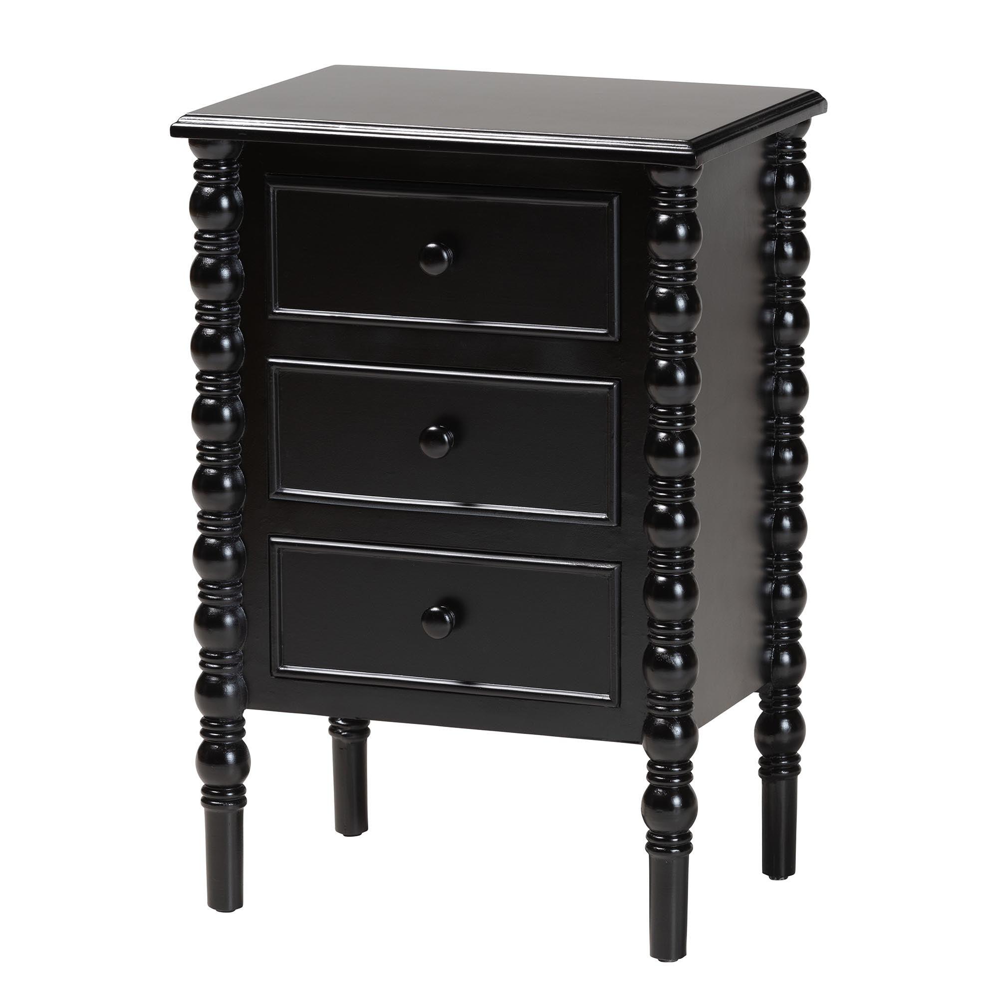 Malinda Classic Wood 3-Drawer End Table with Spindle Legs