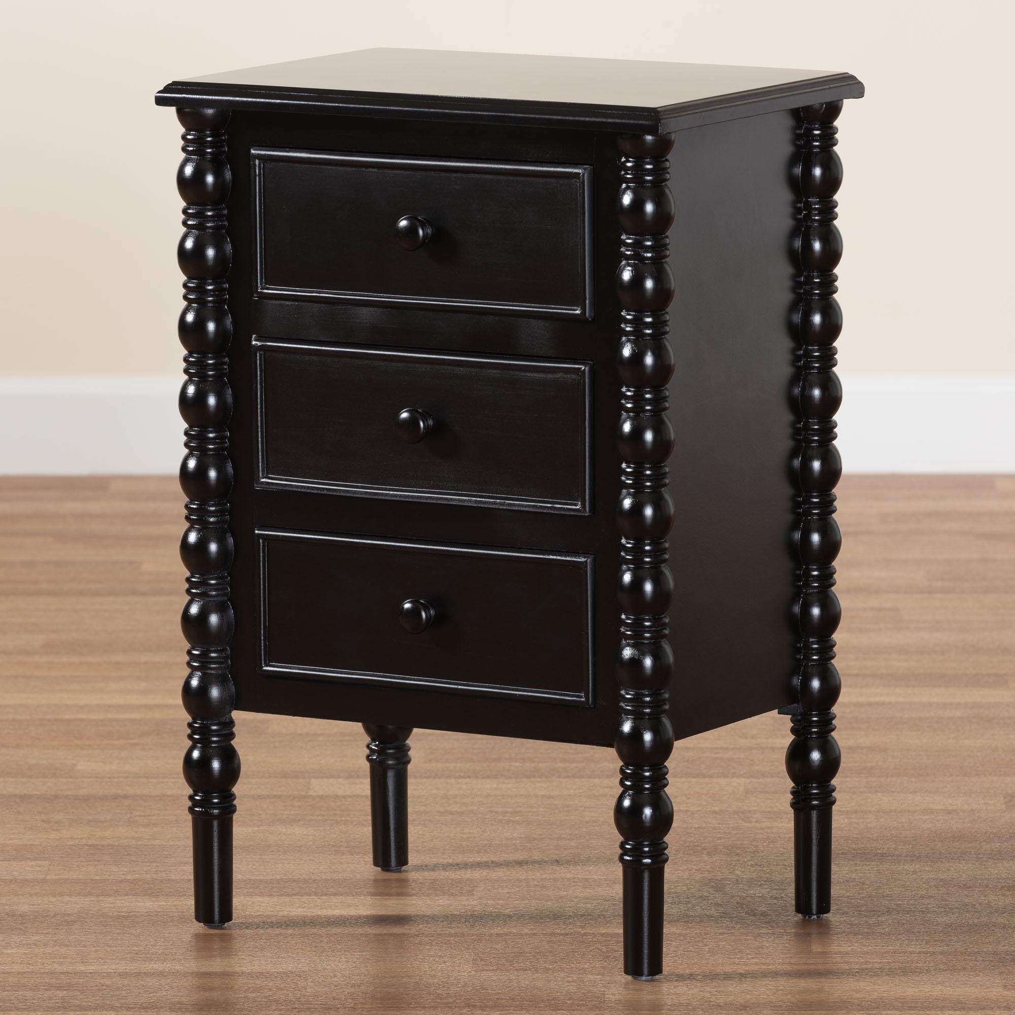 Malinda Classic Wood 3-Drawer End Table with Spindle Legs