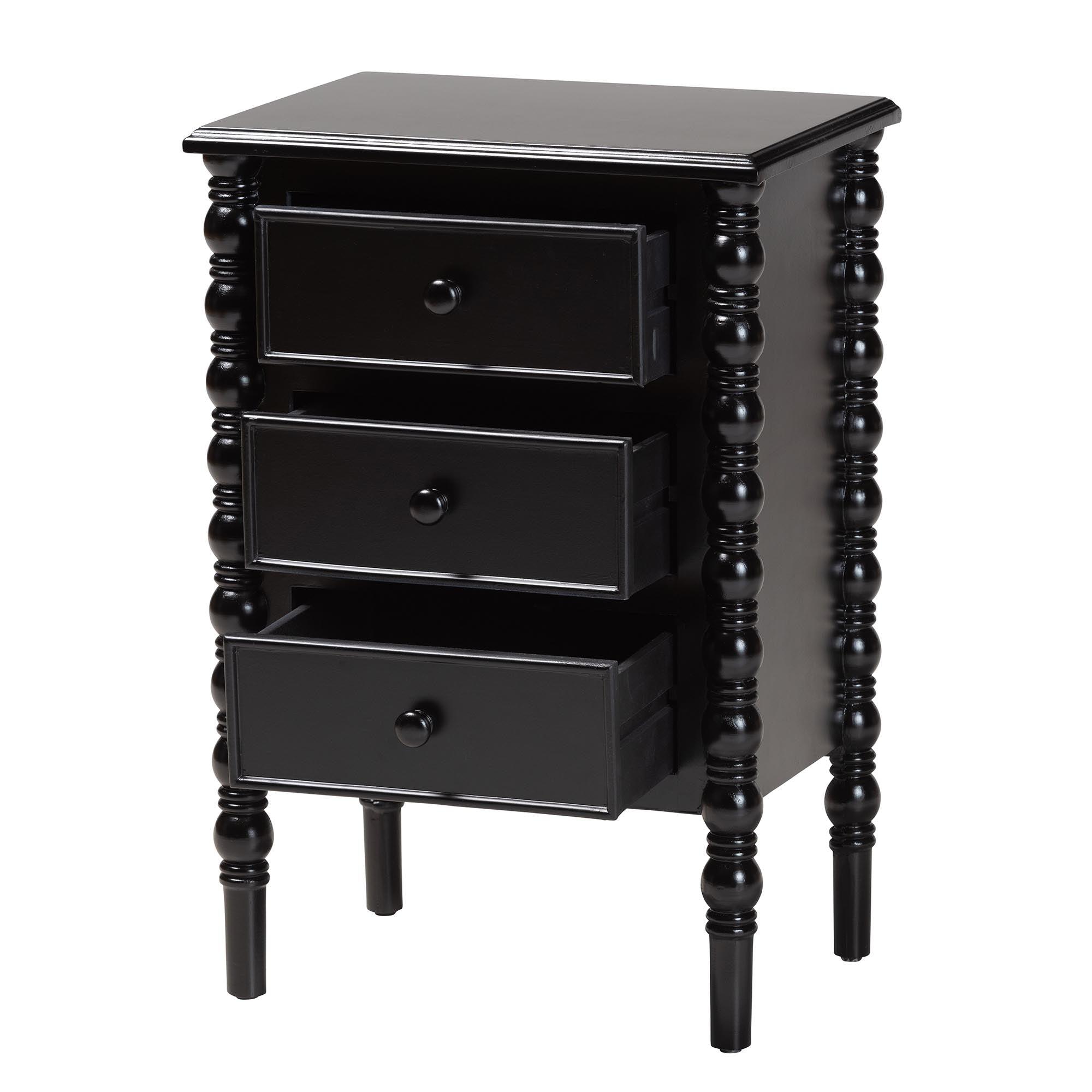 Malinda Classic Wood 3-Drawer End Table with Spindle Legs