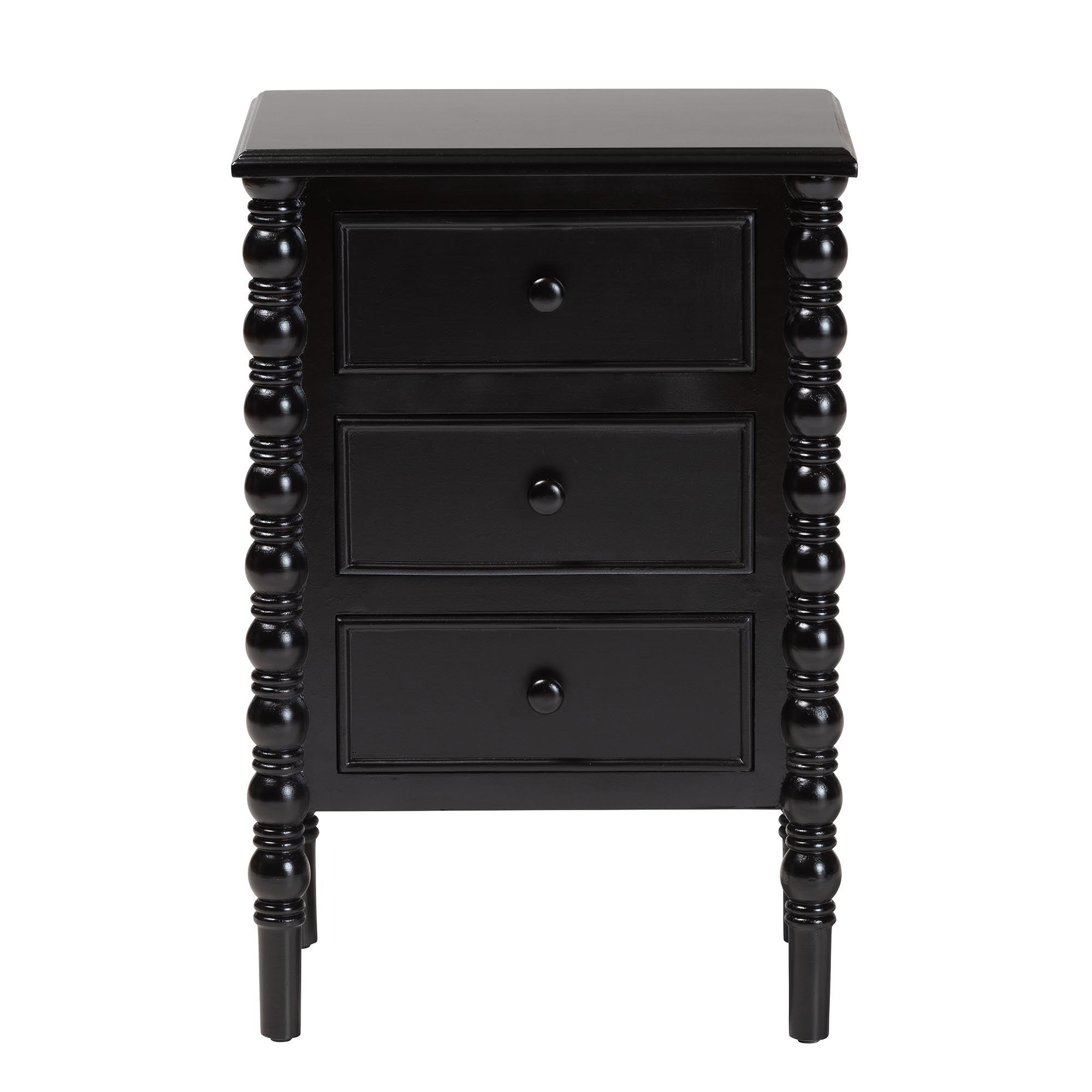 Malinda Classic Wood 3-Drawer End Table with Spindle Legs