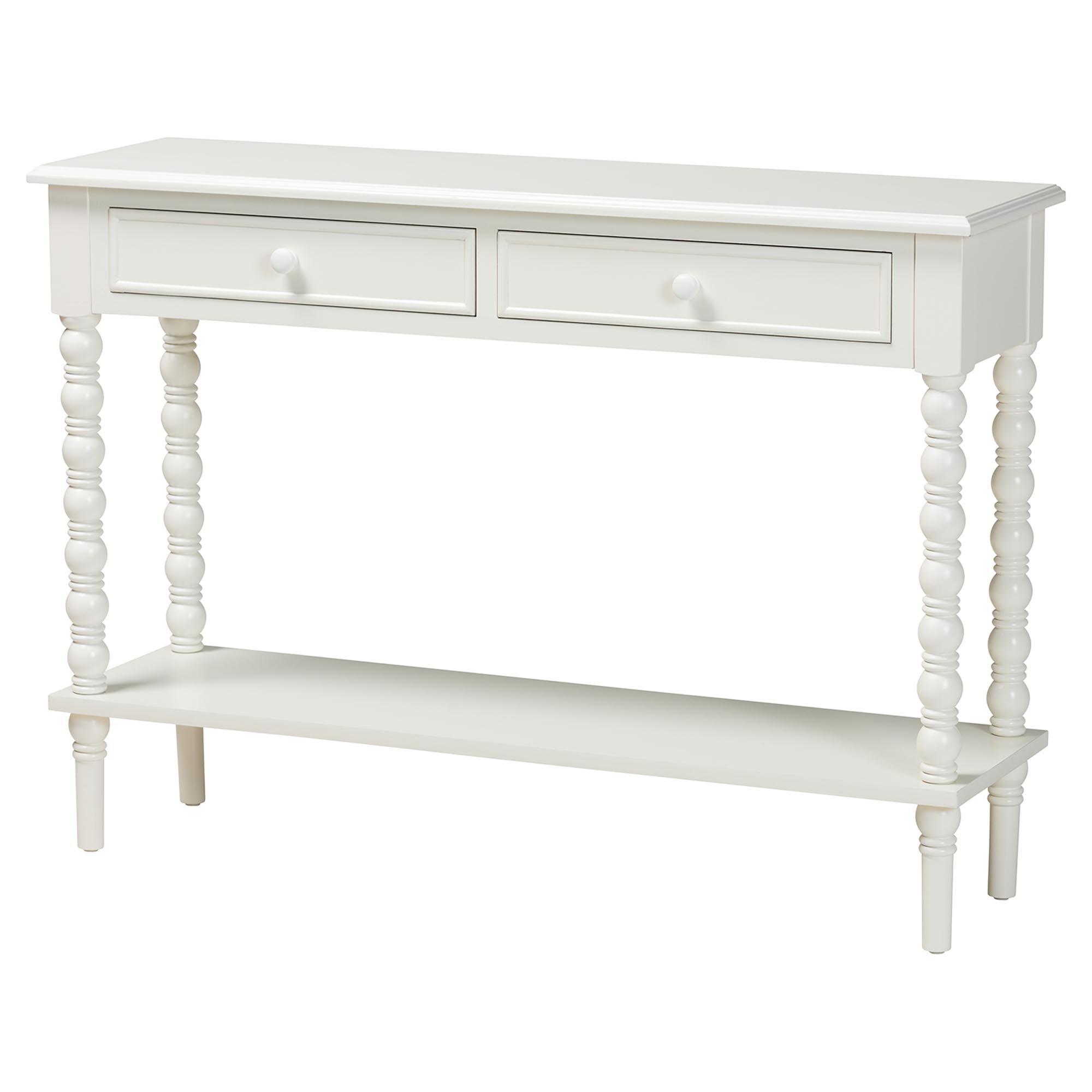 Malinda Classic Wood 2-Drawer Console Table with Spindle Legs