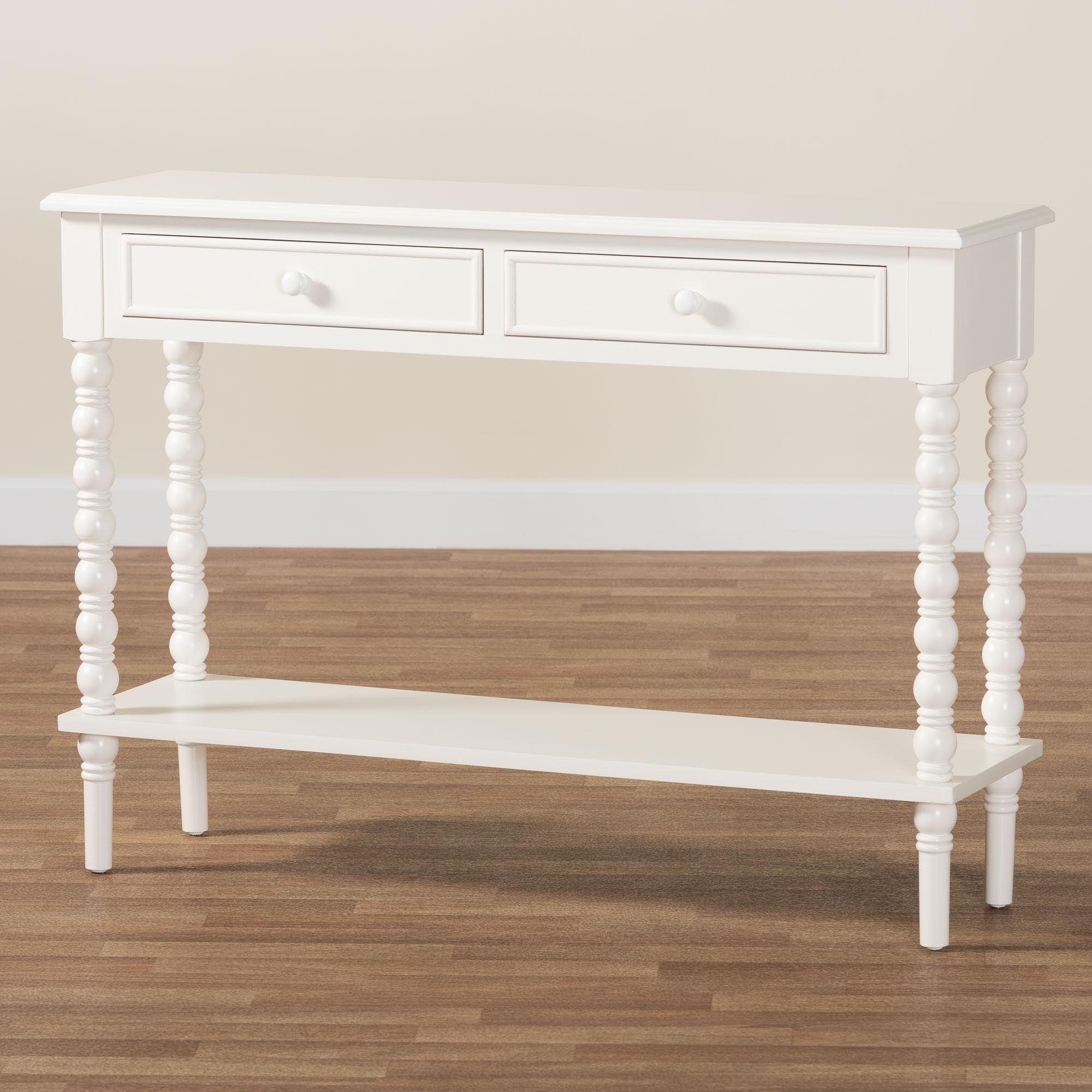 Malinda Classic Wood 2-Drawer Console Table with Spindle Legs