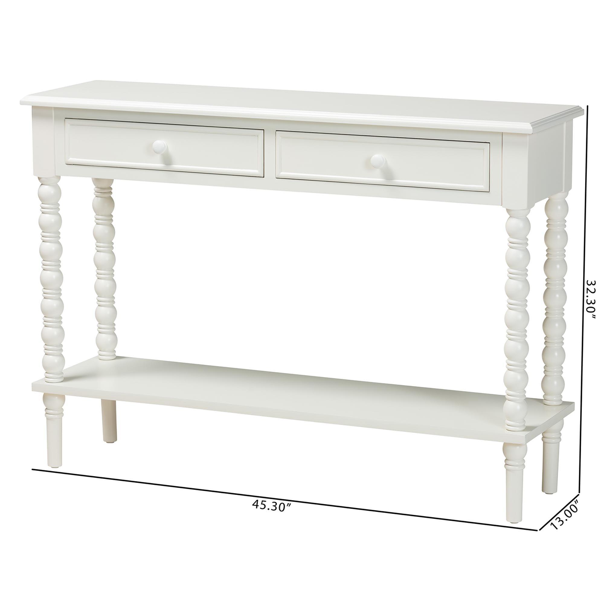 Malinda Classic Wood 2-Drawer Console Table with Spindle Legs