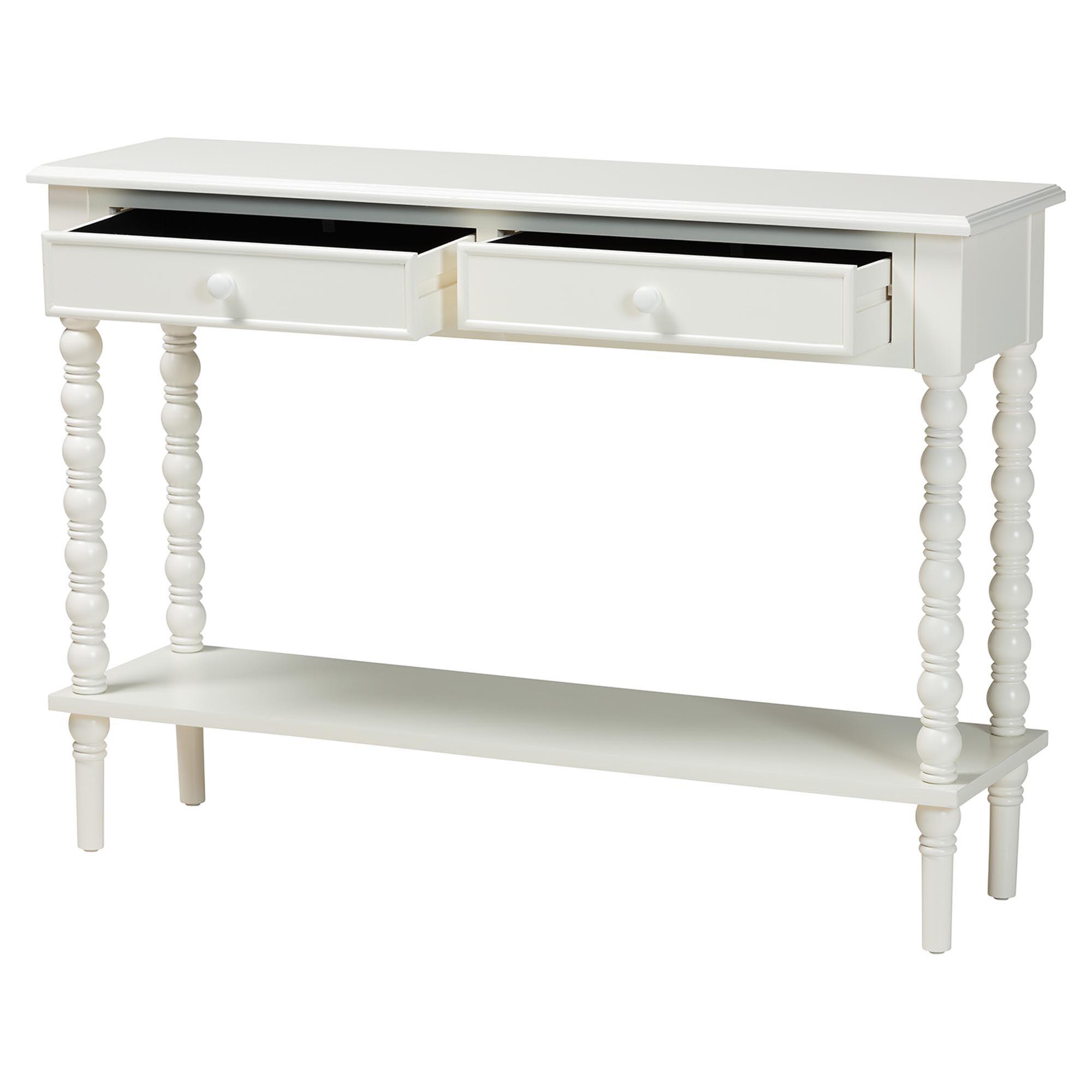 Malinda Classic Wood 2-Drawer Console Table with Spindle Legs