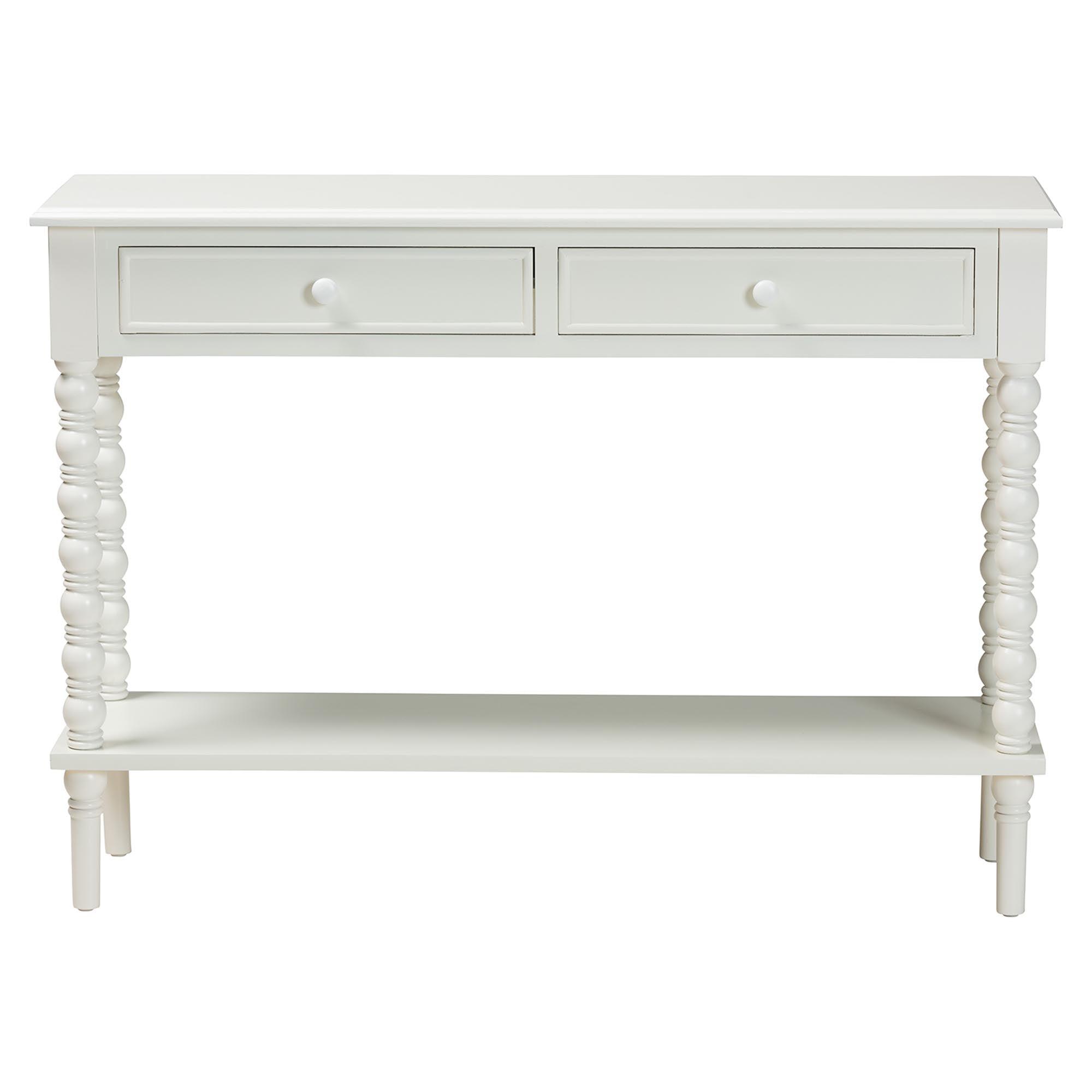 Malinda Classic Wood 2-Drawer Console Table with Spindle Legs