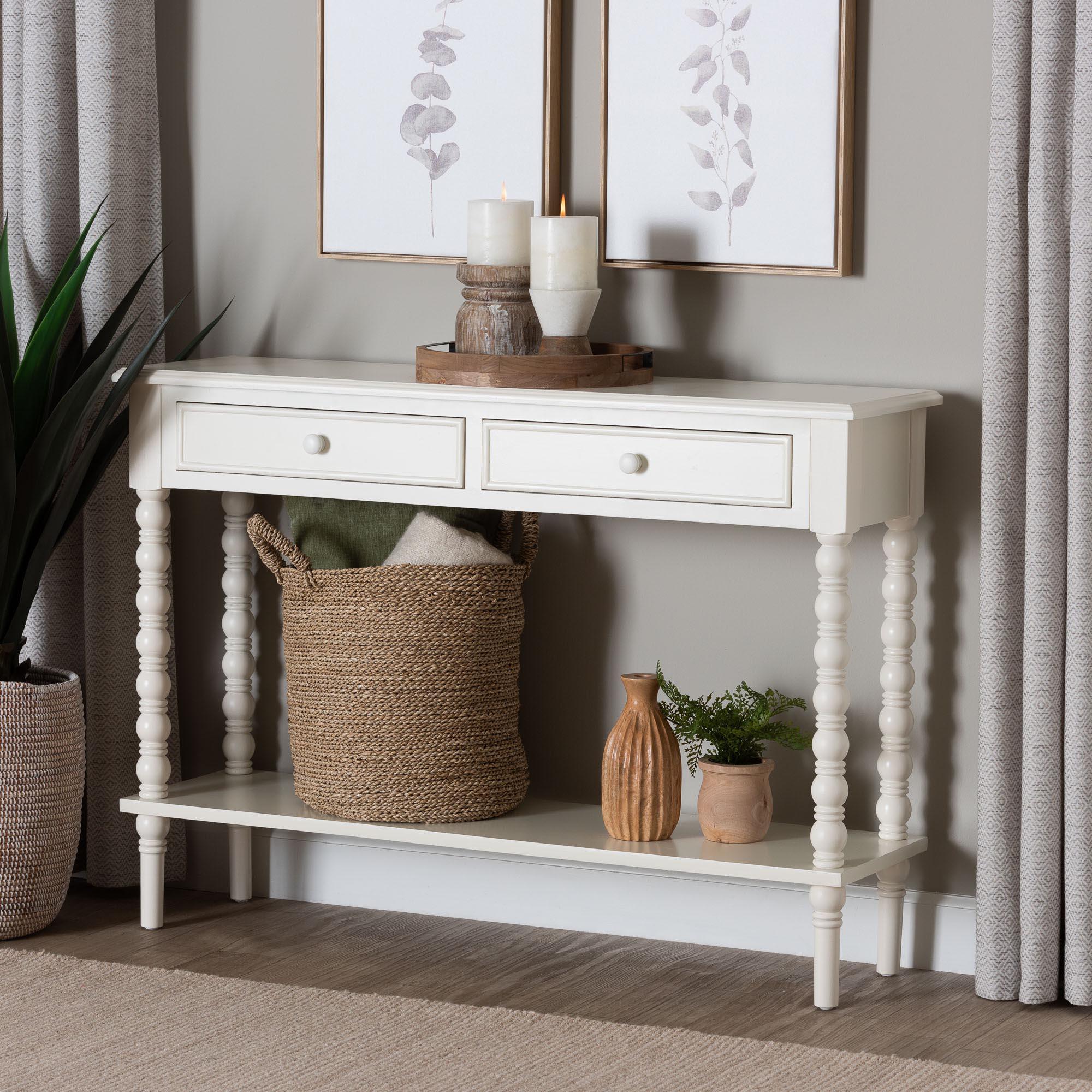 Malinda Classic Wood 2-Drawer Console Table with Spindle Legs