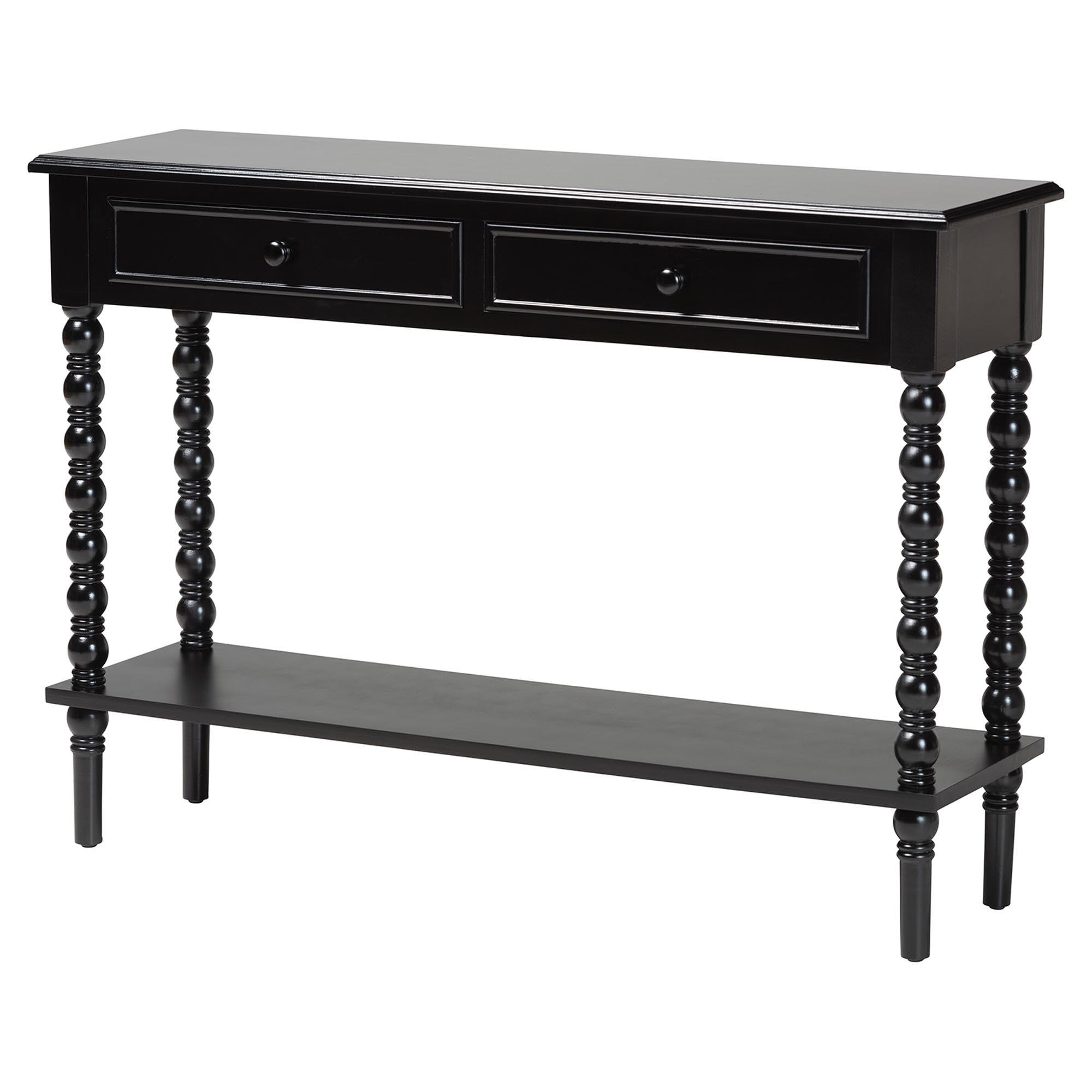 Malinda Classic Wood 2-Drawer Console Table with Spindle Legs