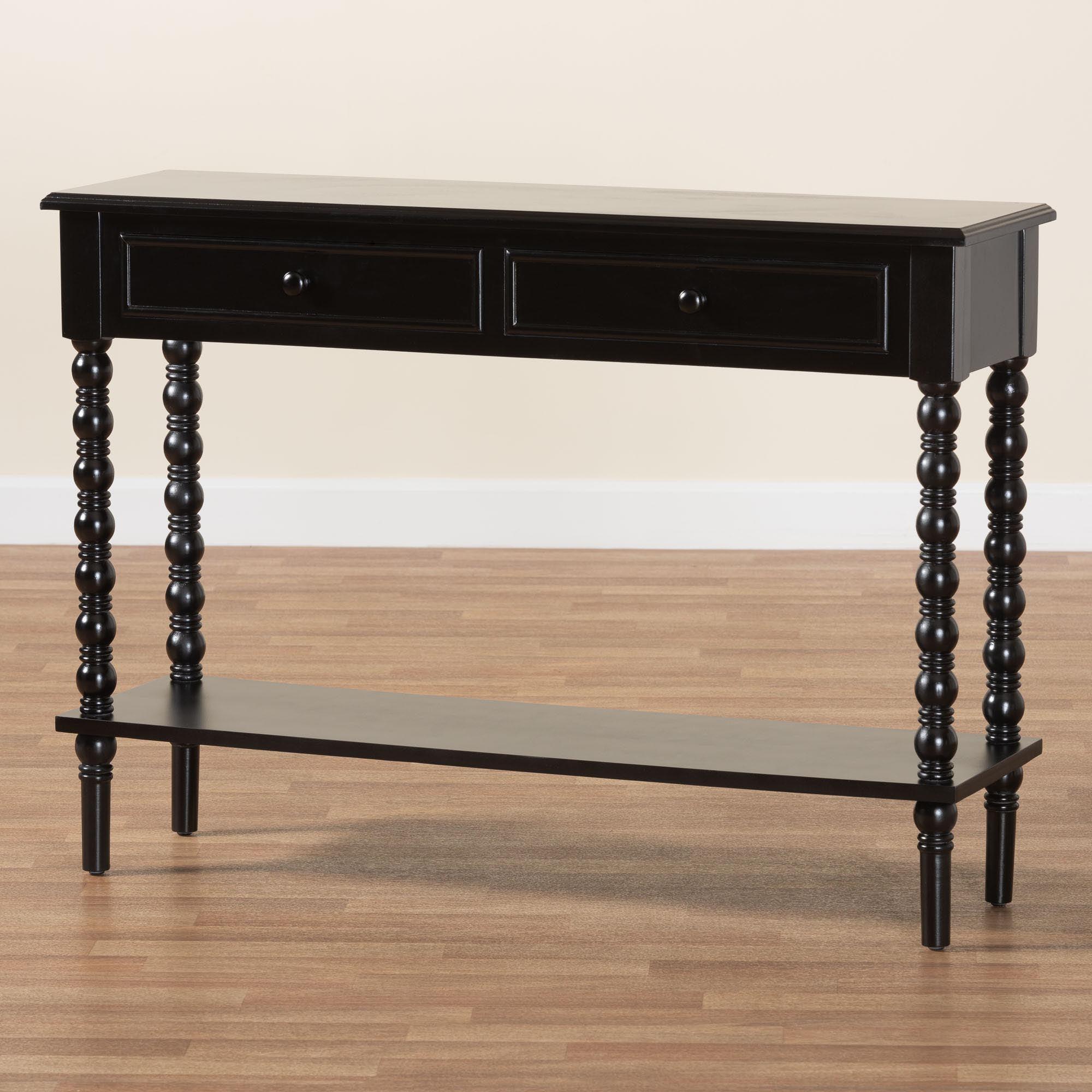 Malinda Classic Wood 2-Drawer Console Table with Spindle Legs