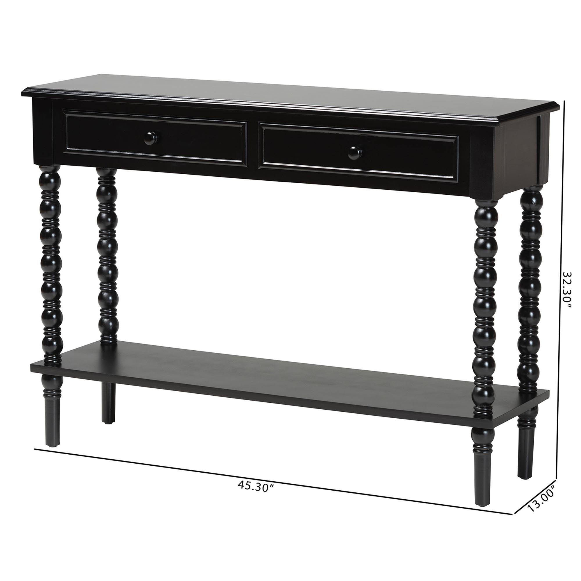 Malinda Classic Wood 2-Drawer Console Table with Spindle Legs