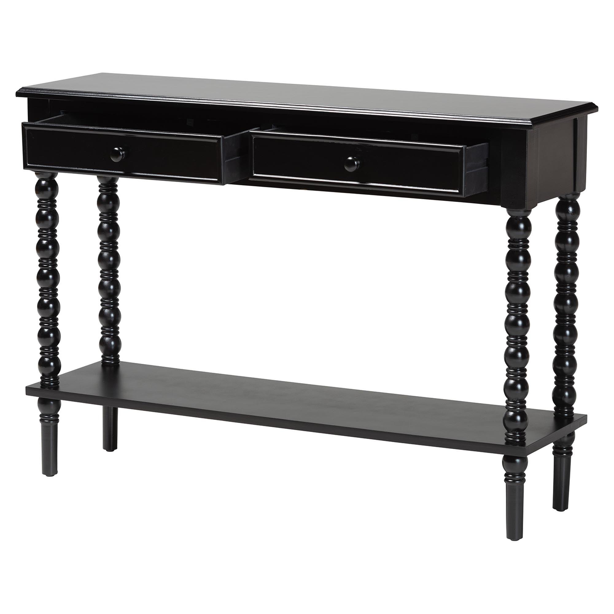 Malinda Classic Wood 2-Drawer Console Table with Spindle Legs