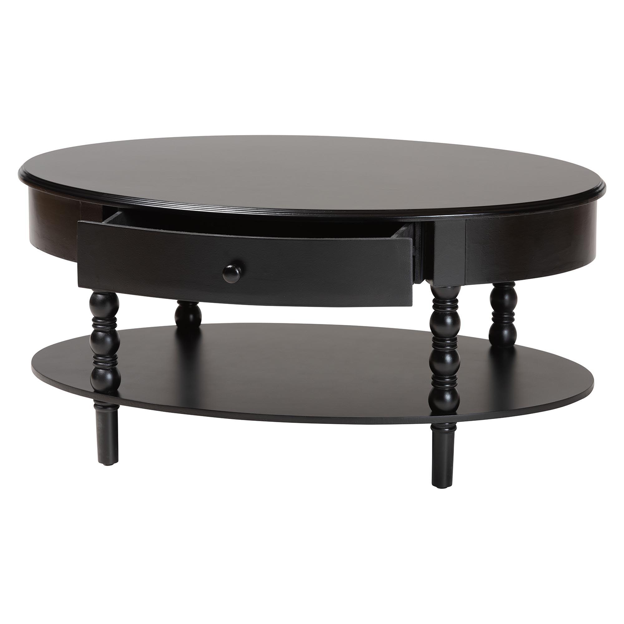 Malinda Classic Wood 1-Drawer Coffee Table with Spindle Legs